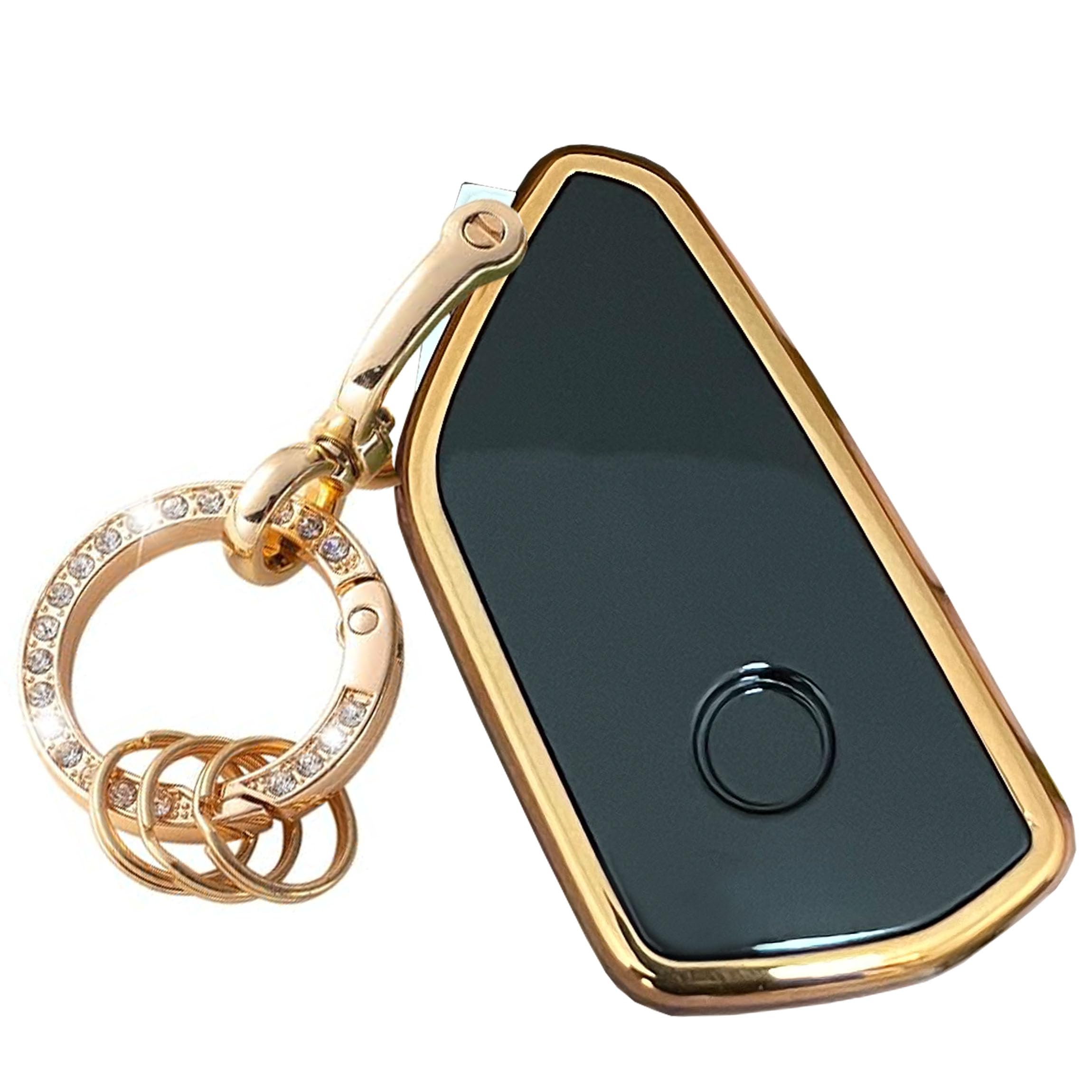 WENHENI for VW Volkswagen Key Fob Cover Key Fob Shell With KeyChain Fit for VW ID4 ID3 MK8 Golf GTI Skoda Octavia Smart Key (Gol