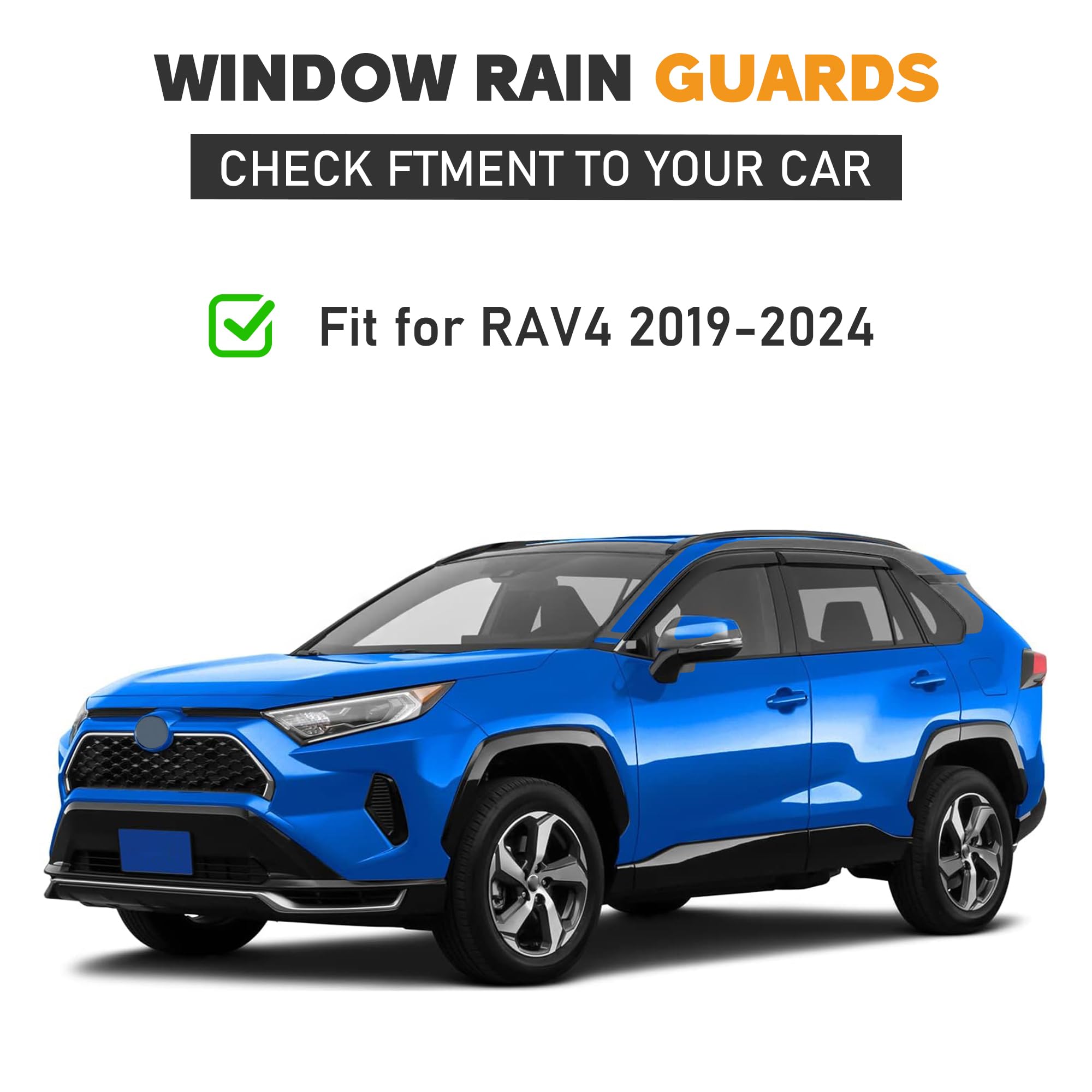 Hope You Ready Shatterproof Tape-On Window Rain Guards Fit For 2019-2024 Toyota Rav4, Extra Durable Window Deflectors, Vent Wind
