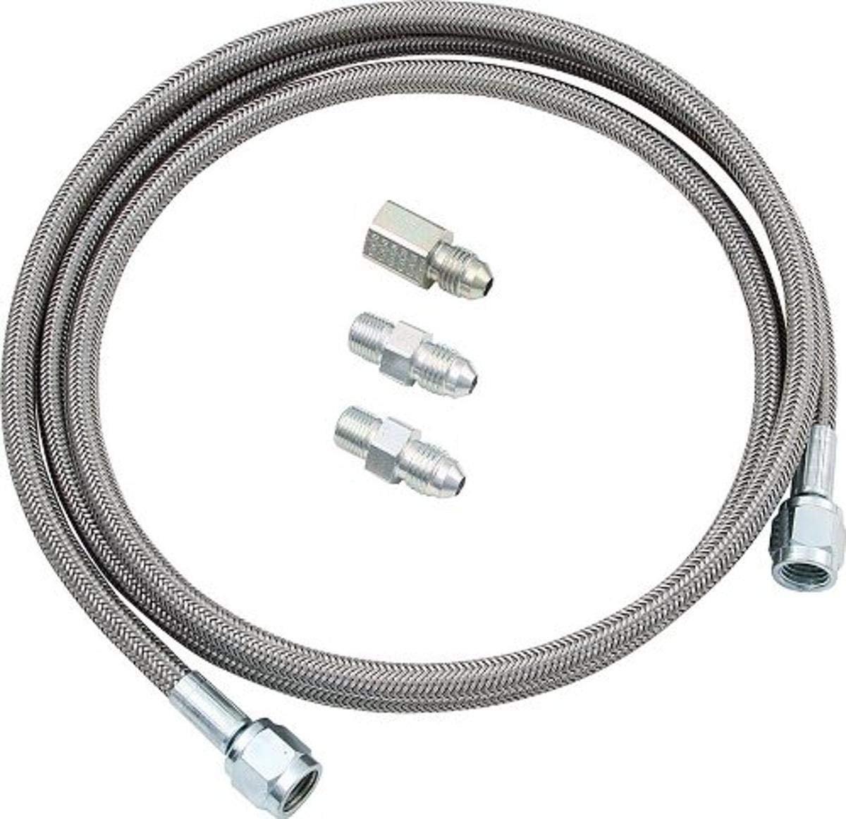 Allstar Performance Gauge Line Kit, 4 AN, 72 in Long, 4 AN Female to 4 AN Female, Fittings Included, PTFE, Braided Stainless, Me