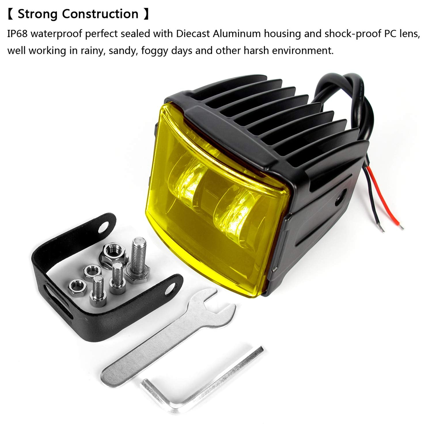 Sufemotec 6D 3 Inch Yellow Led Fog Light, 12V 24V Flood Beam 4X4 Offroad Driving Lights, Led Work Pods Light For Motorcycle Atv