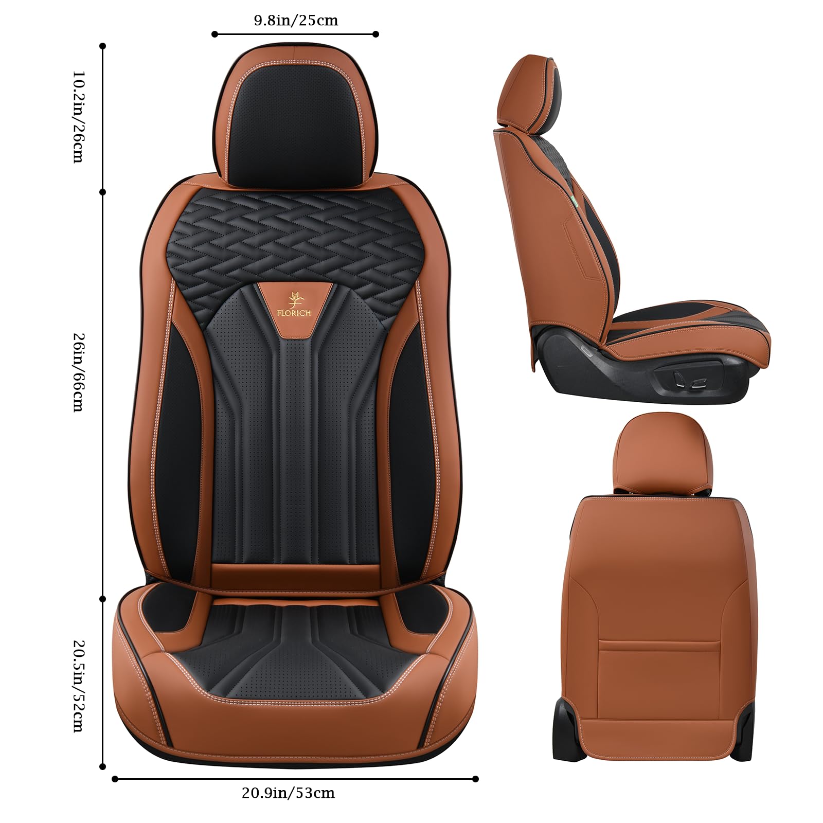 FLORICH Seat Covers for Cars, Waterproof Seat Covers, Leather Car Seat Covers 2 Pack, Universal Seat Cushion Protector for Most