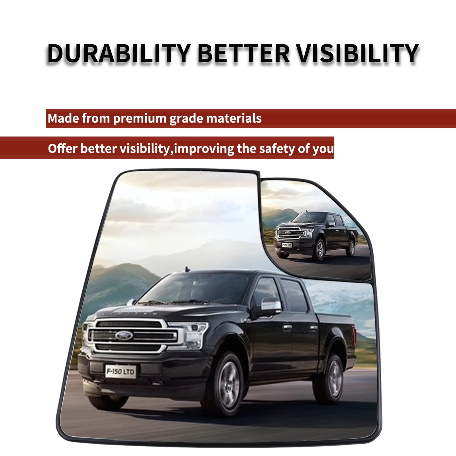 LOIYLLEN Passenger Side Mirror Replacement for Ford F150 2015 2016 2017 2018 2019 2020 - Convex Mirror Glass, Right Side Rear Vi