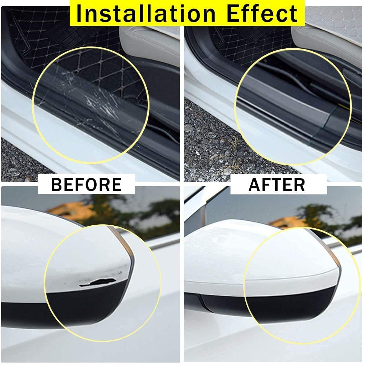 Qbuc Car Door Entry Guards Scratch Cover Protector Paint Threshold Guard,Front Rear Door Entry Sill Guard Scuff Plate For Most C
