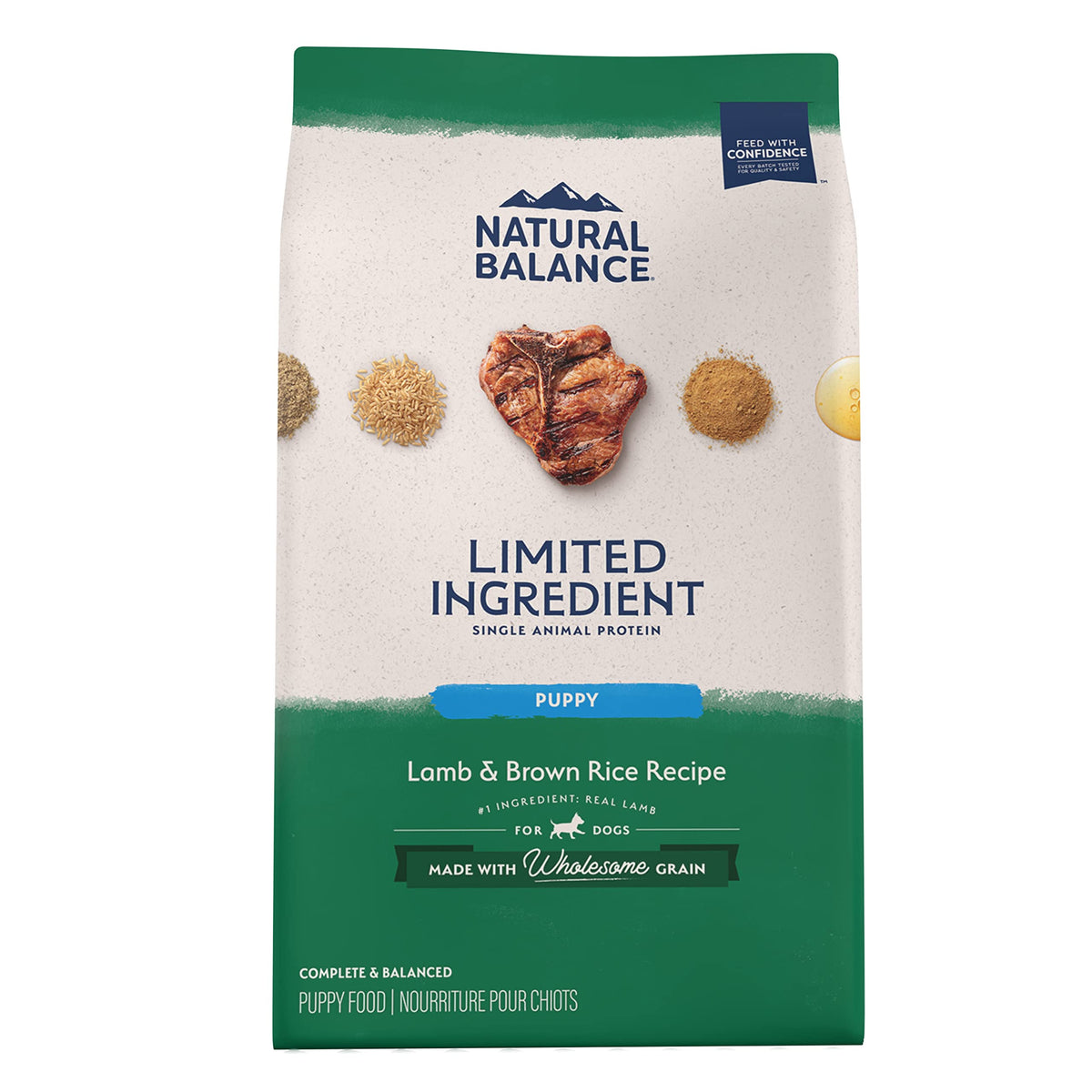 Natural Balance Limited Ingredient Puppy Dry Dog Food With Healthy Grains, Lamb  Brown Rice Recipe, 4 Pound (Pack Of 1)