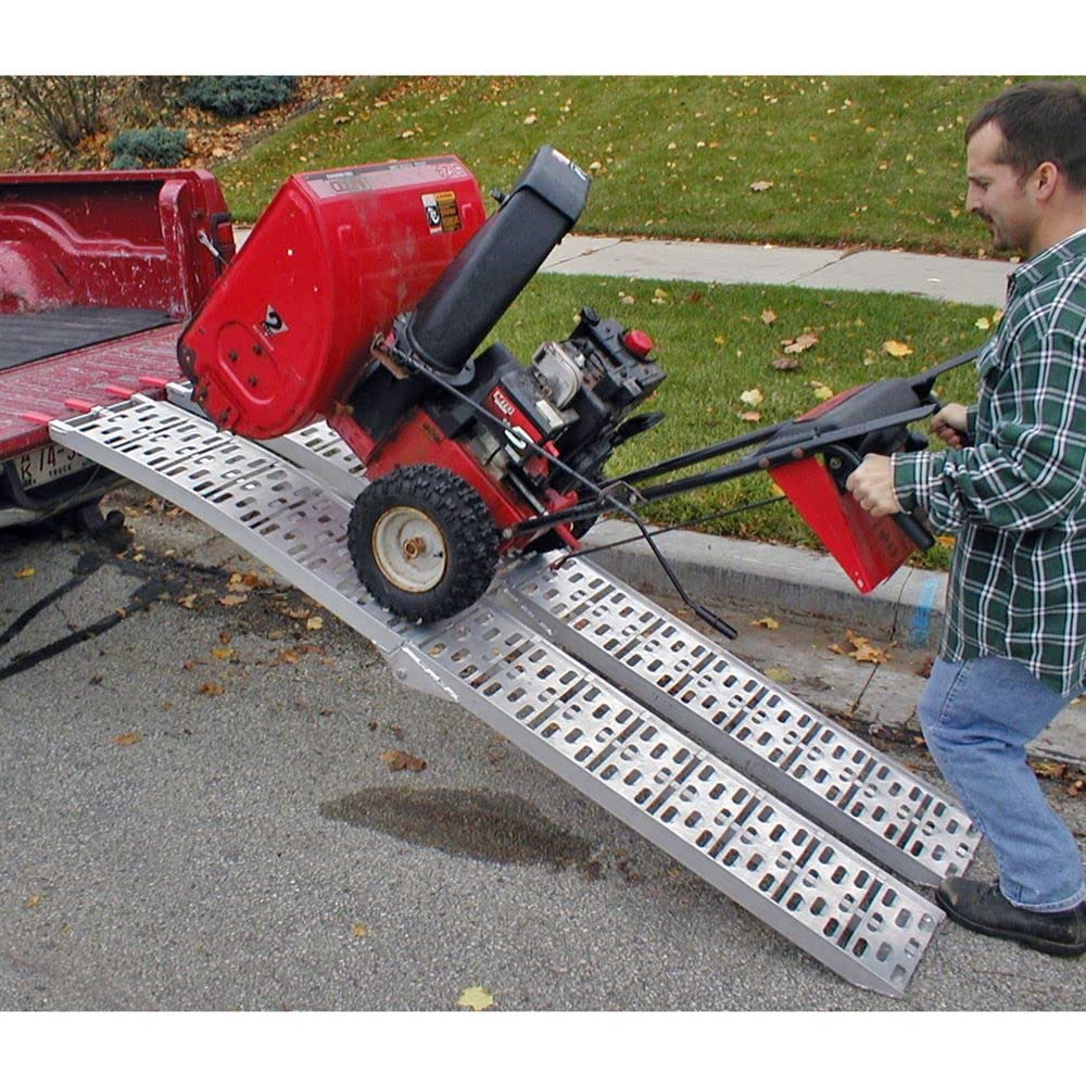 Black Widow Afp-9012-2 Aluminum 7' 6'' Arched Atv Ramps For Pickup Truck Bed, Lightweight, Portable And Folds To 45 L, Anti-Slip