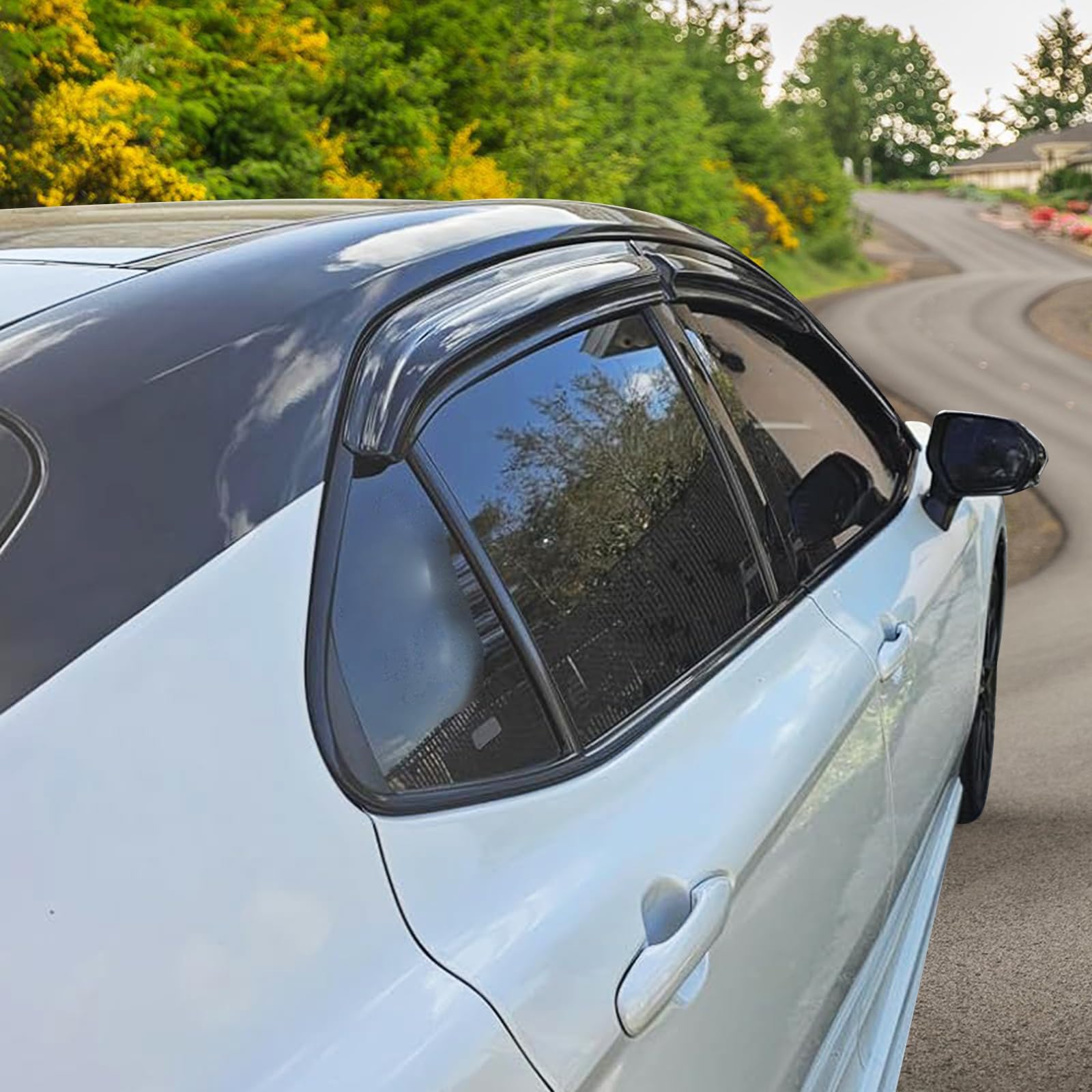 Tape On Outside Mount Window Visors Compatible With 2018-2024 Toyota Camry, Acrylic Unpainted Air Deflector Sun Rain Guard 4Pc B