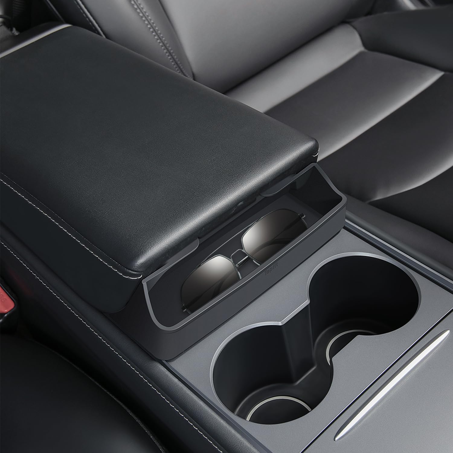 Thinsgo For Tesla Model Y Model 3 Center Console Organizer Armrest Box Glasses Tray For Tesla Model 3 Y
