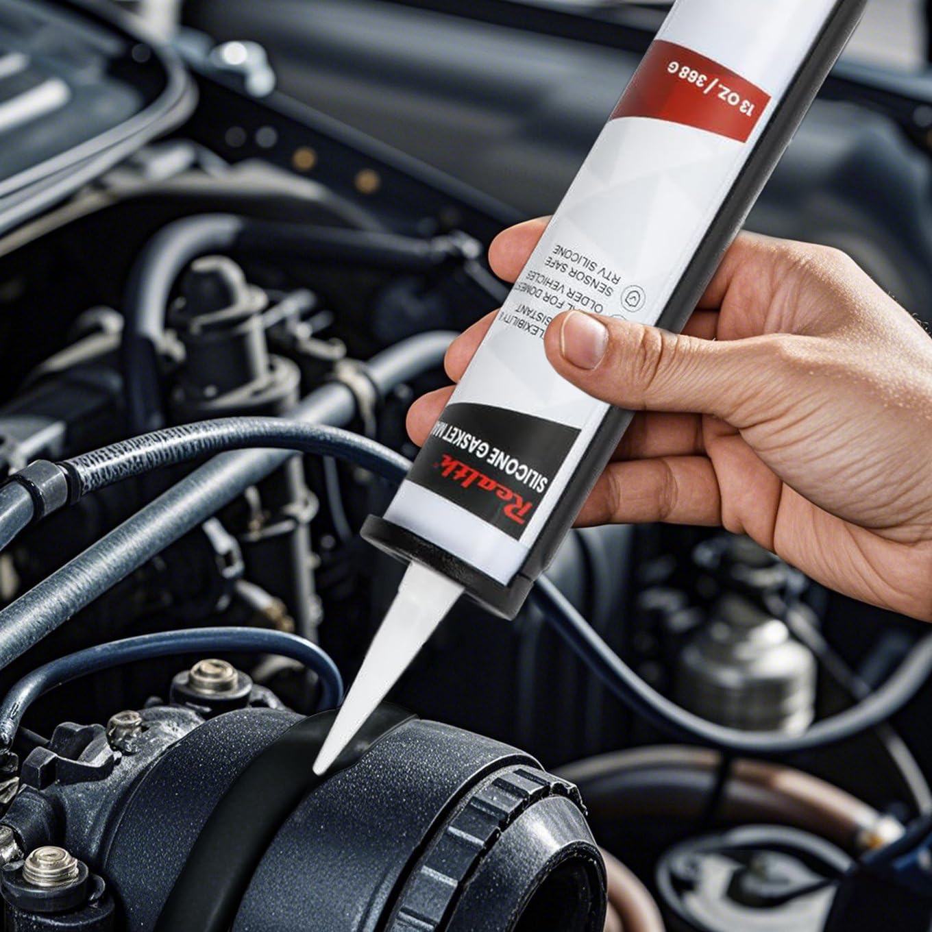 Rtv Silicone Gasket Maker Black, High Temperature Gasket Sealer (6  13 Oz.), Resistance Sealant High Strength Flange Sealing For