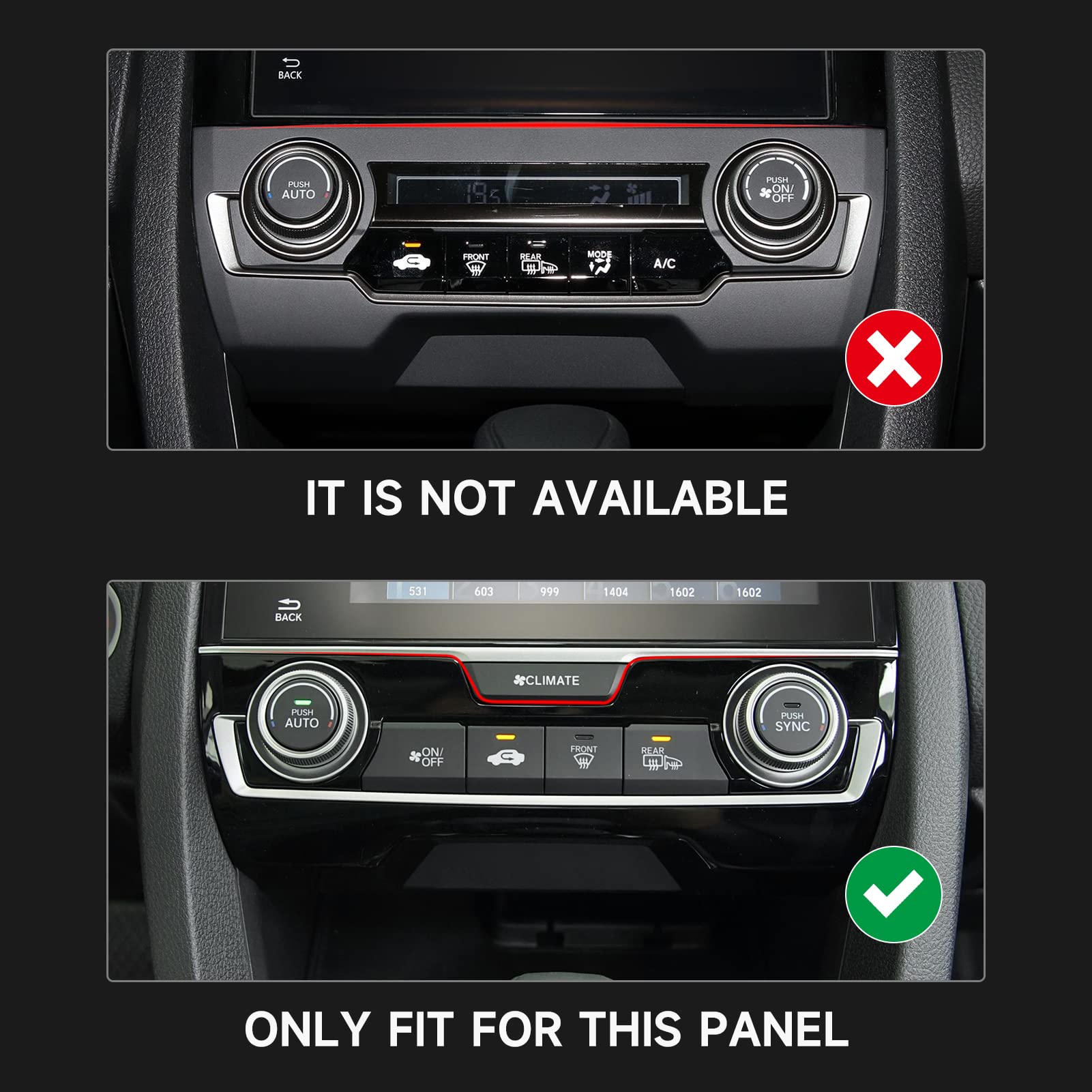 BRMYL Air Condiitioning Center Console Panel Decals for 2016-2021 Honda Civic 10th Gen Accessories ABS Carbon Fiber Stickers, NO