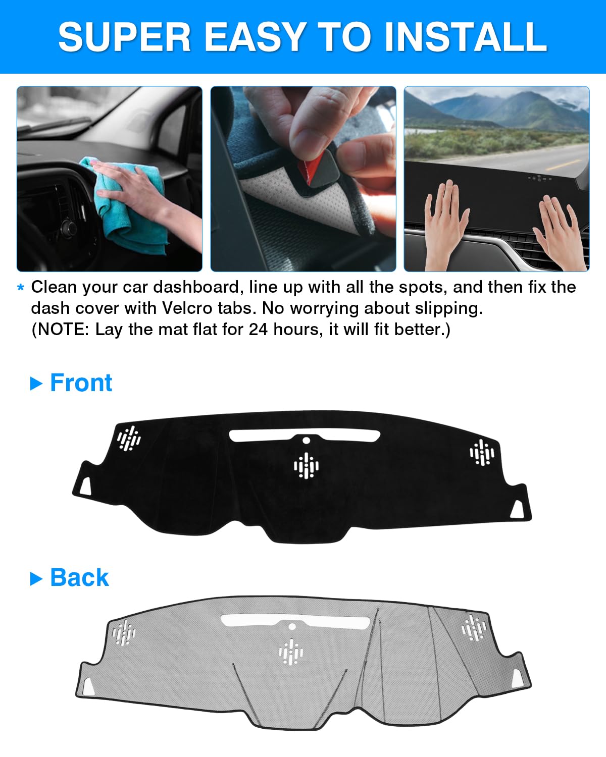 Autorder Dashboard Cover Mat For 2015-2020 Chevy Chevrolet Tahoe/Suburban/Gmc Yukon Accessories Dash Cover Mat Flannel Sunshade