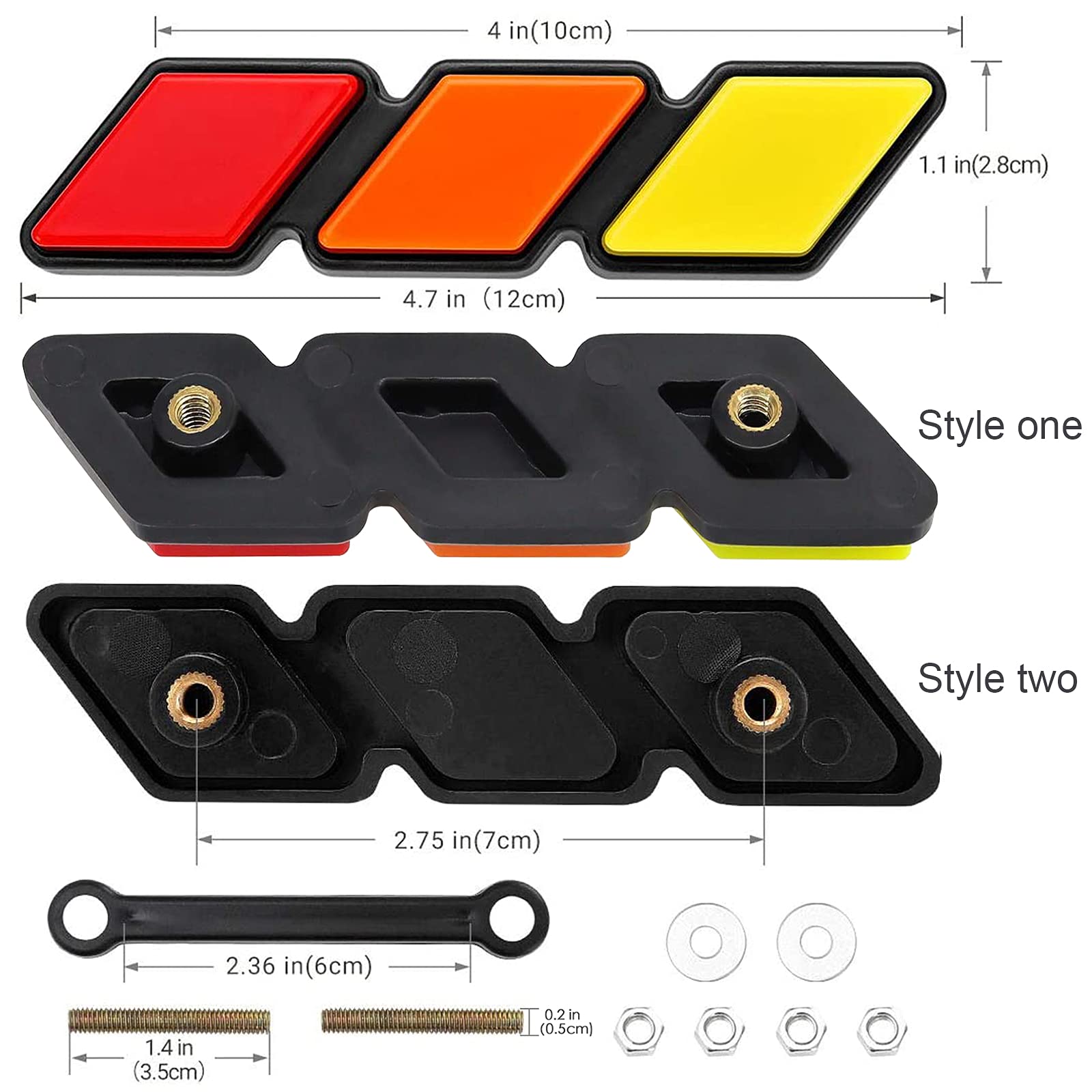 Tri-Color Front Grille Badge Emblem For Tacoma 4 Runner Tundra Sequoia Rav4 Highlander(Yellow/Orange/Red
