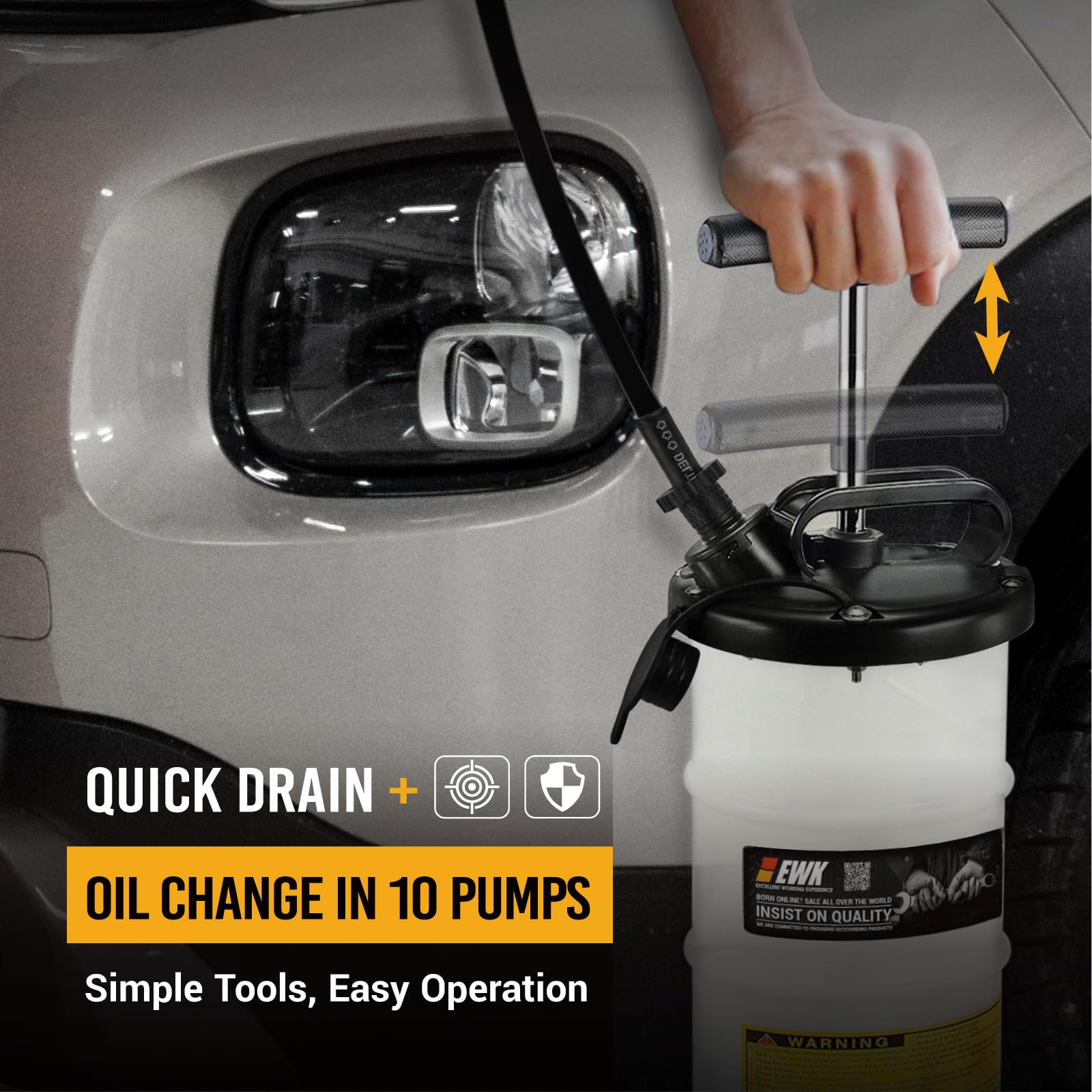 Ewk 6.5L Manual Oil Extractor Change Pump For Automotive Fluids Vacuum Evacuation