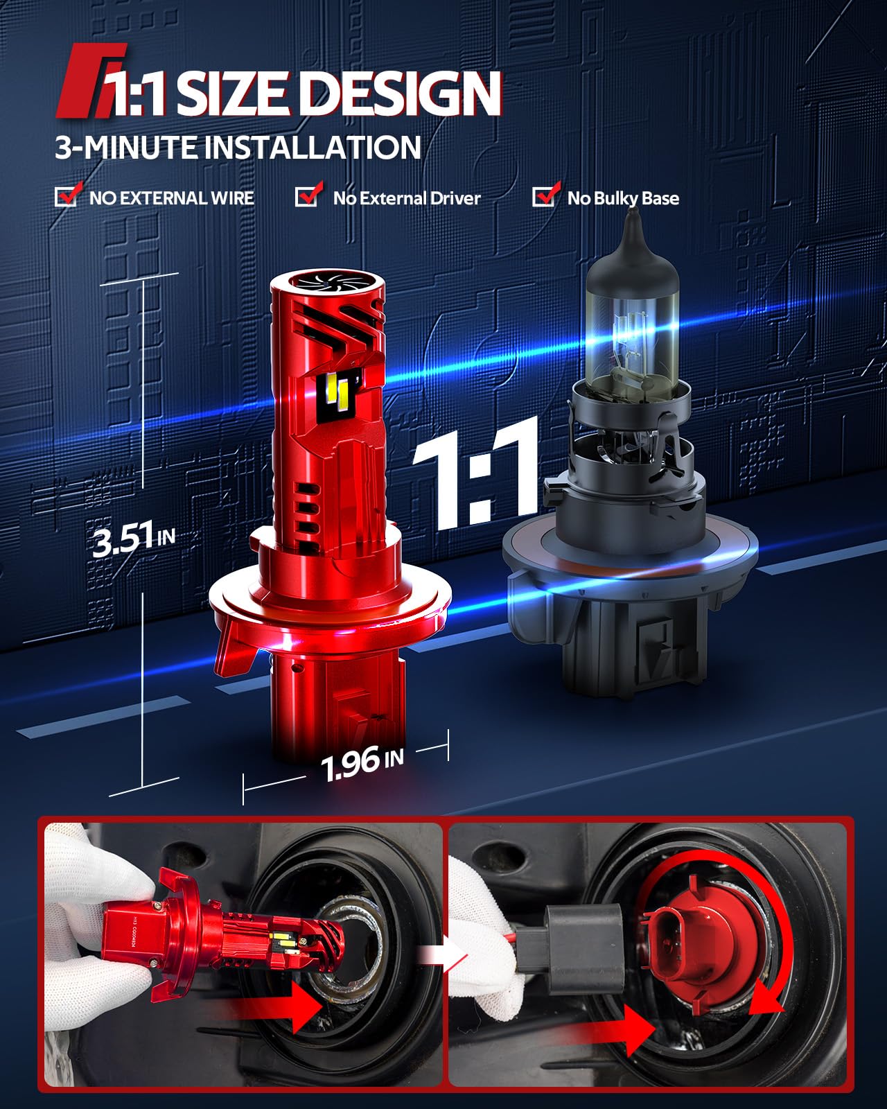 Torchbeam H13/9008 Fog Bulbs Cambo 32000Lm Brightness With Extra Wide View, Canbus Ready 6500K H13 Fog Lamps 50000+ Hours Wirele
