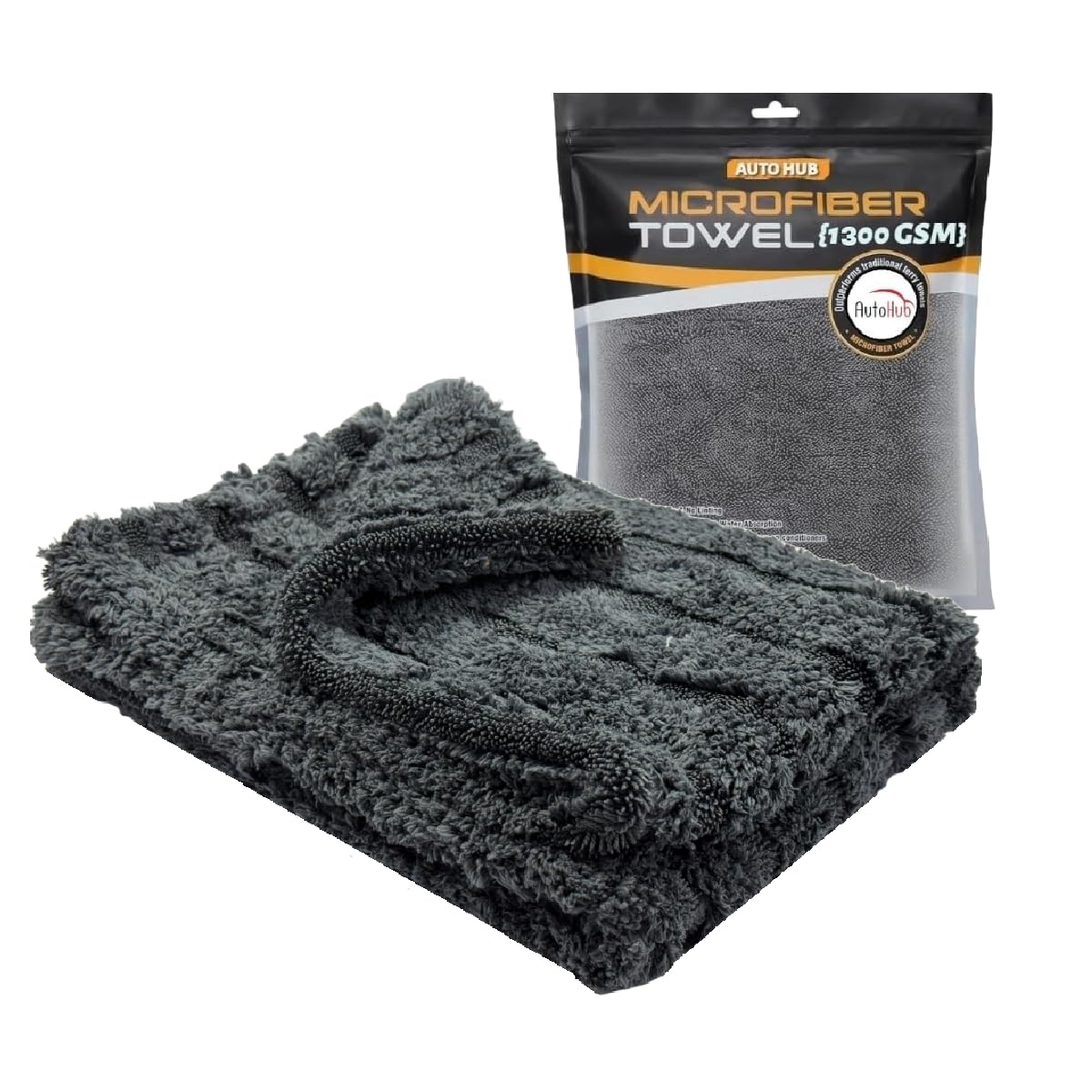 Auto Hub 1300GSM Microfiber Cleaning Cloth  Hybrid Design with Twisted Loop & Coral Fleece Edgeless Micro Fiber Cleaning Cloth
