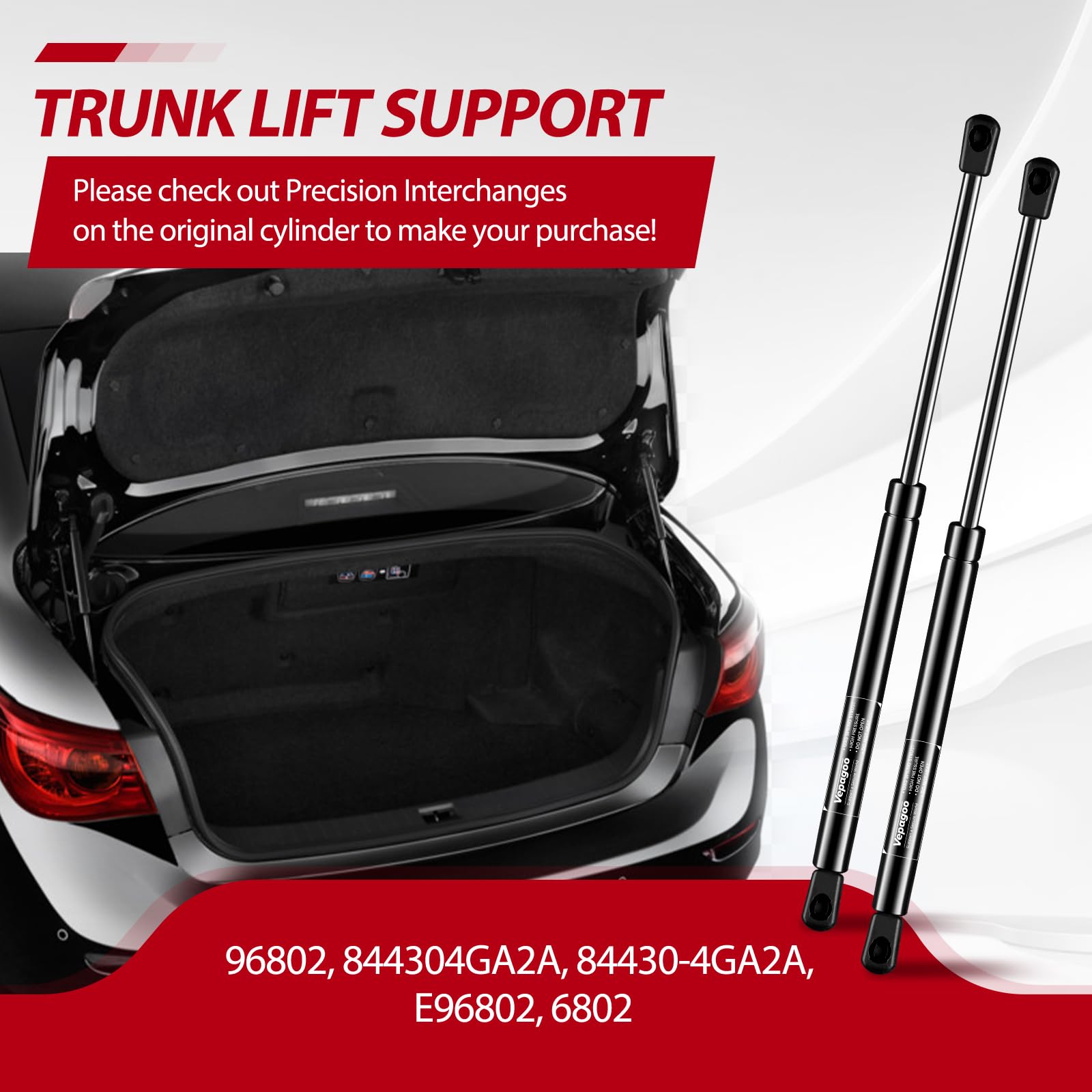 Vepagoo 6802 Trunk Struts Rear Liftgate Tailgate Compatible With 2014-2021 Infiniti Q50 Gas Shock Lift Supports Spring, Trunk Ha