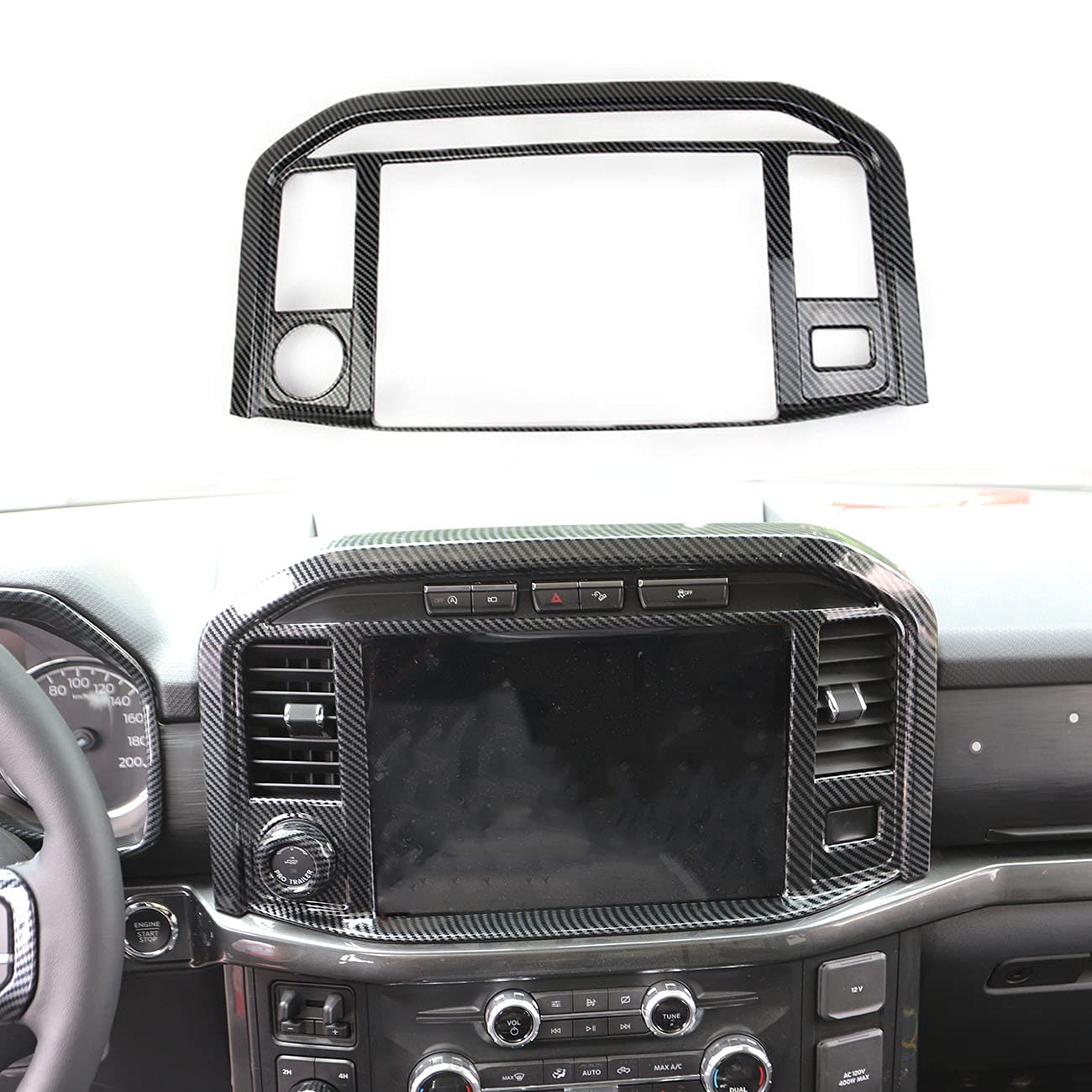 Carbon Fiber Central Control Panel Cover Tirm For Ford F150 2021+(Navigation Screen)
