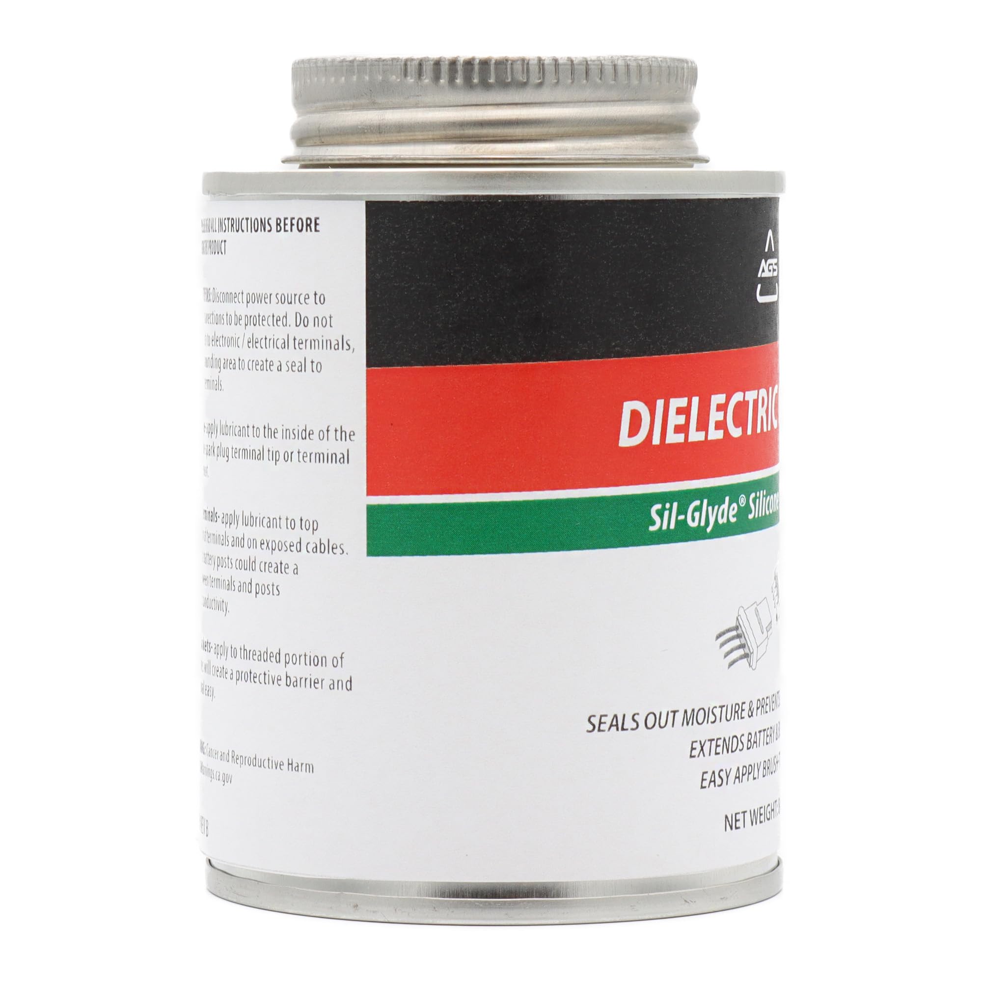 Ags Automotive Solutions Brush Top Can Dielectric Silicone Grease Compound For All Electrical Components And Connectors, 8 Oz, P