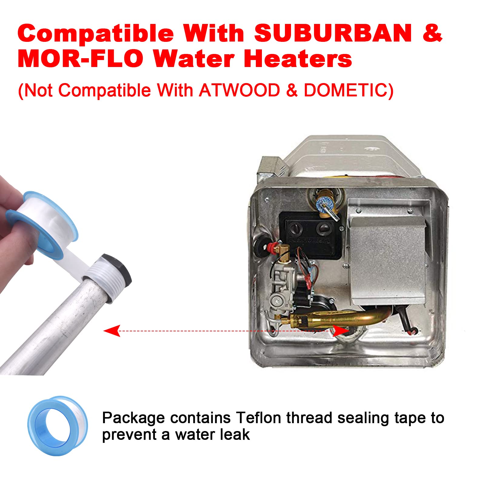 2 Pack Rv Water Heater Anode Rod - 9.25 L X 3/4 Npt, Replacement Part For Suburban Water Heater 232767