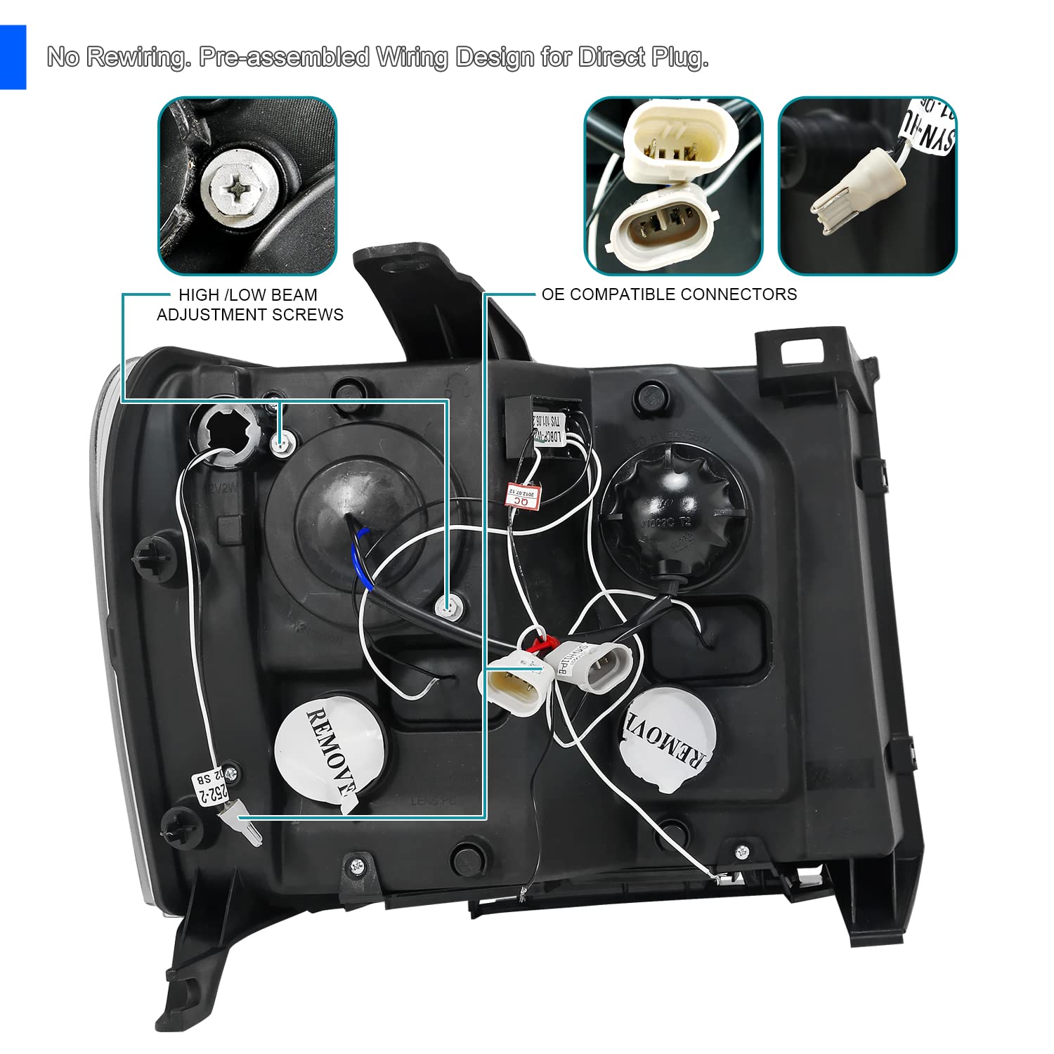 Spec-D Tuning Led Dual Halo Glossy Black Housing Smoke Lens Projector Headlights Compatible With 2007-2013 Gmc Sierra Models 1500/1500Hd/2500Hd/3500Hd Left + Right Pair Headlamps Assembly