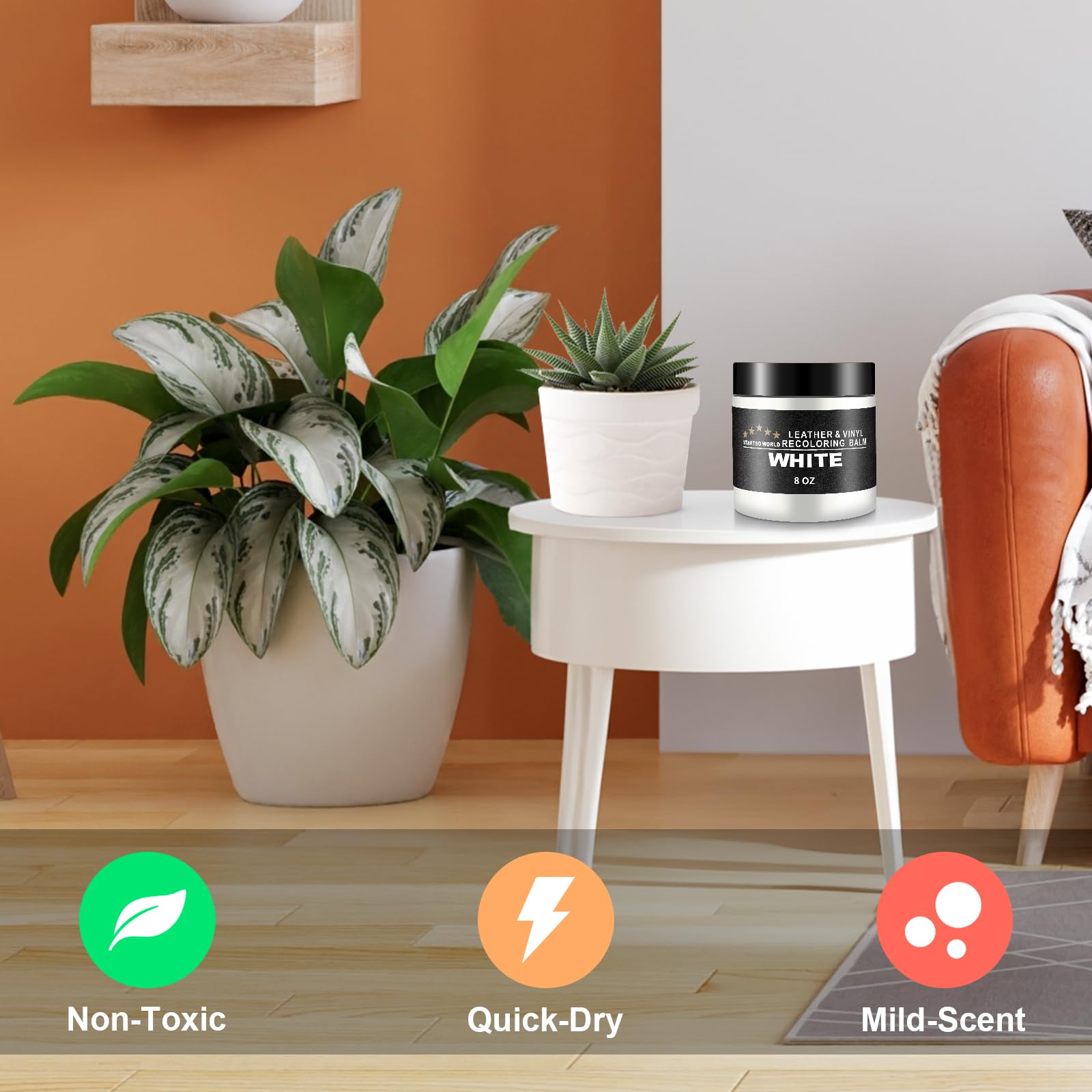 Startso World Leather-Recoloring-Balm-Repair-Cream-Kit For Restoration White Couches, Sofa, Furniture Color Dye Restorer - 8Oz