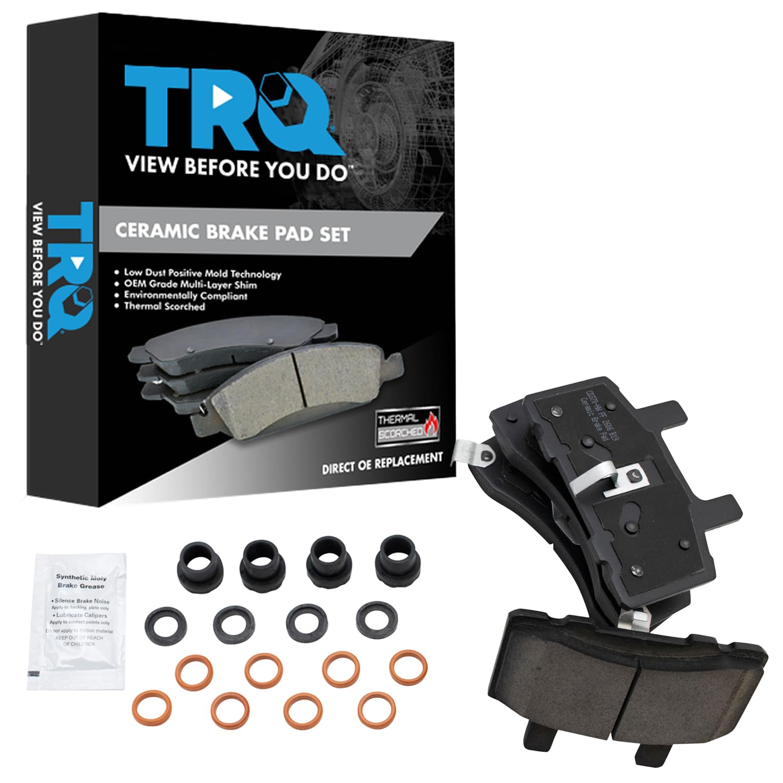 TRQ Front Ceramic Brake Pad Kit for Chevy Dodge GMC 2500 3500 Pickup Truck