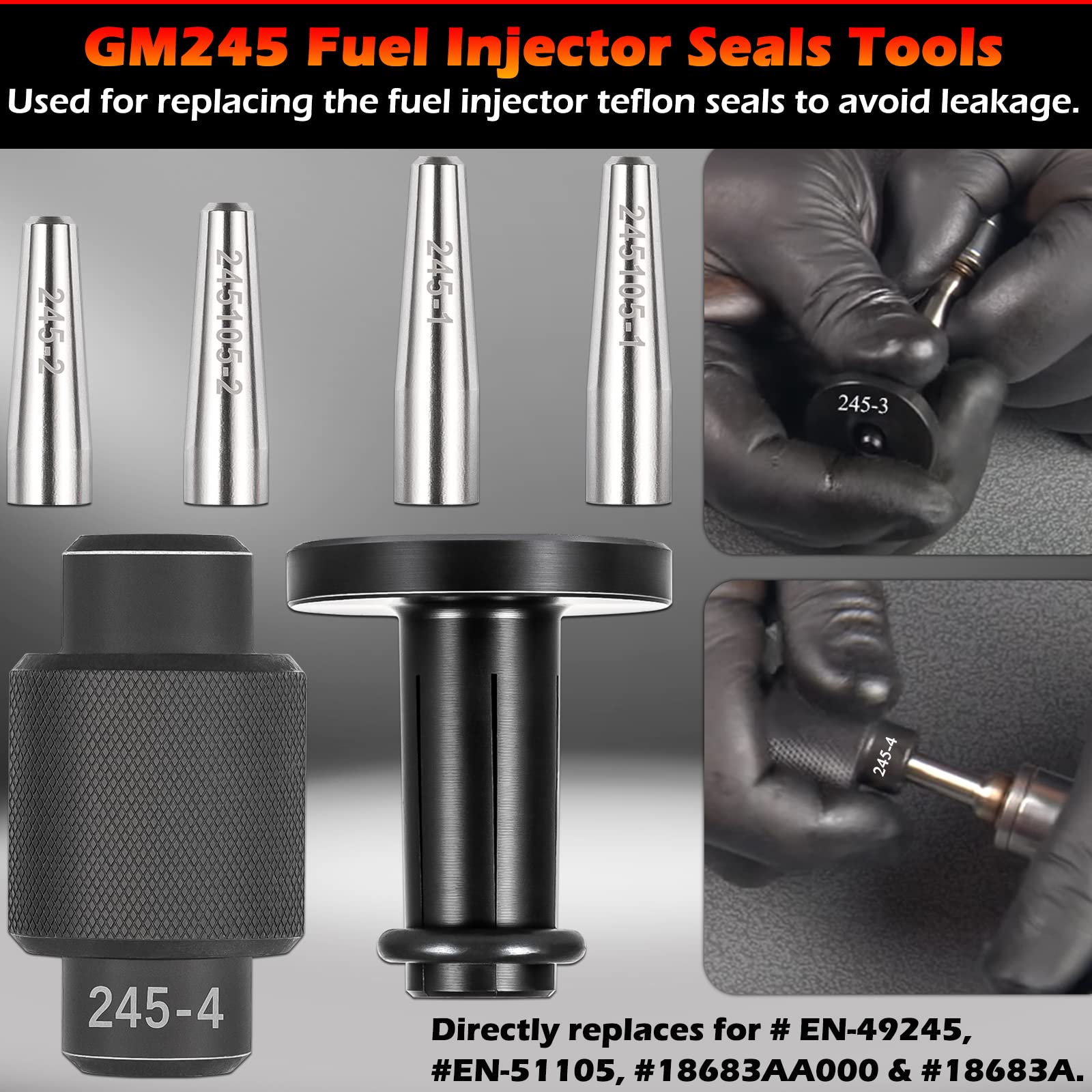 Gm245 Fuel Injector Seals Tools Set Perfectly Compatible With Gm Subaru Engines, Replaces For #En-49245, En-51105 And #18683Aa000