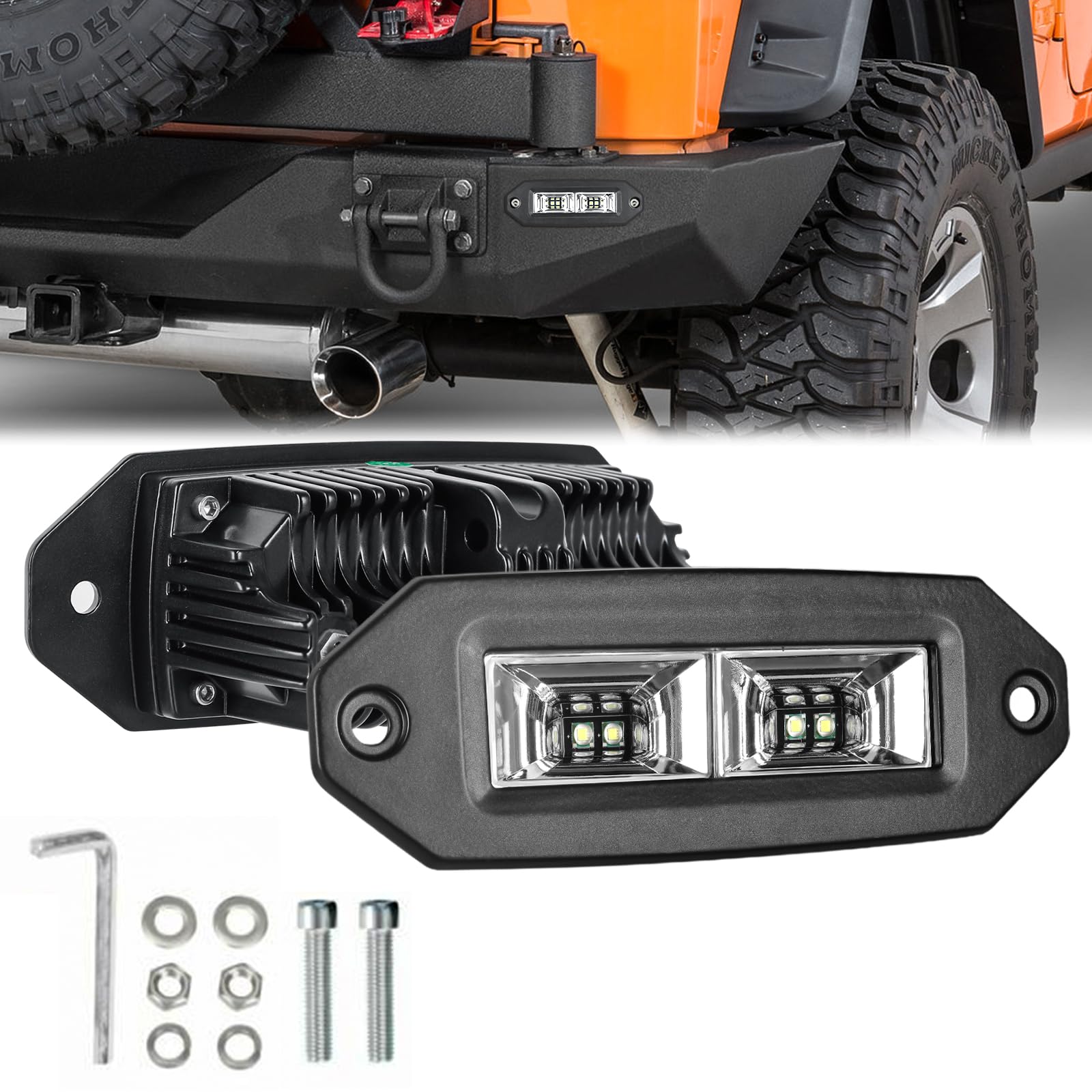 Ebestauto 40W Led Work Light Bar - Flush Mount Led Pods For Atv, Utv, Suv, Truck, Boat