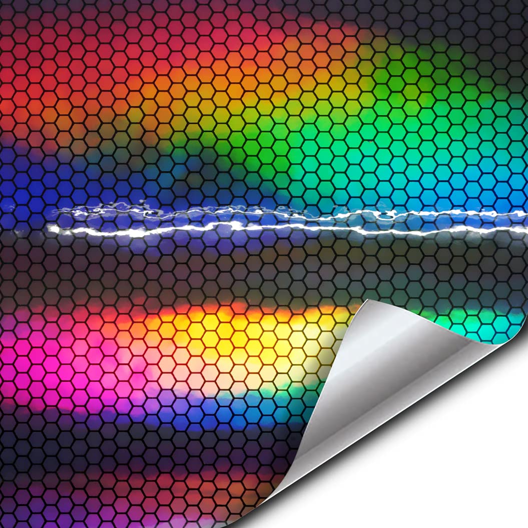 Vvivid+ Hex Holographic Chrome Car Wrap Vinyl (1Ft X 5Ft)