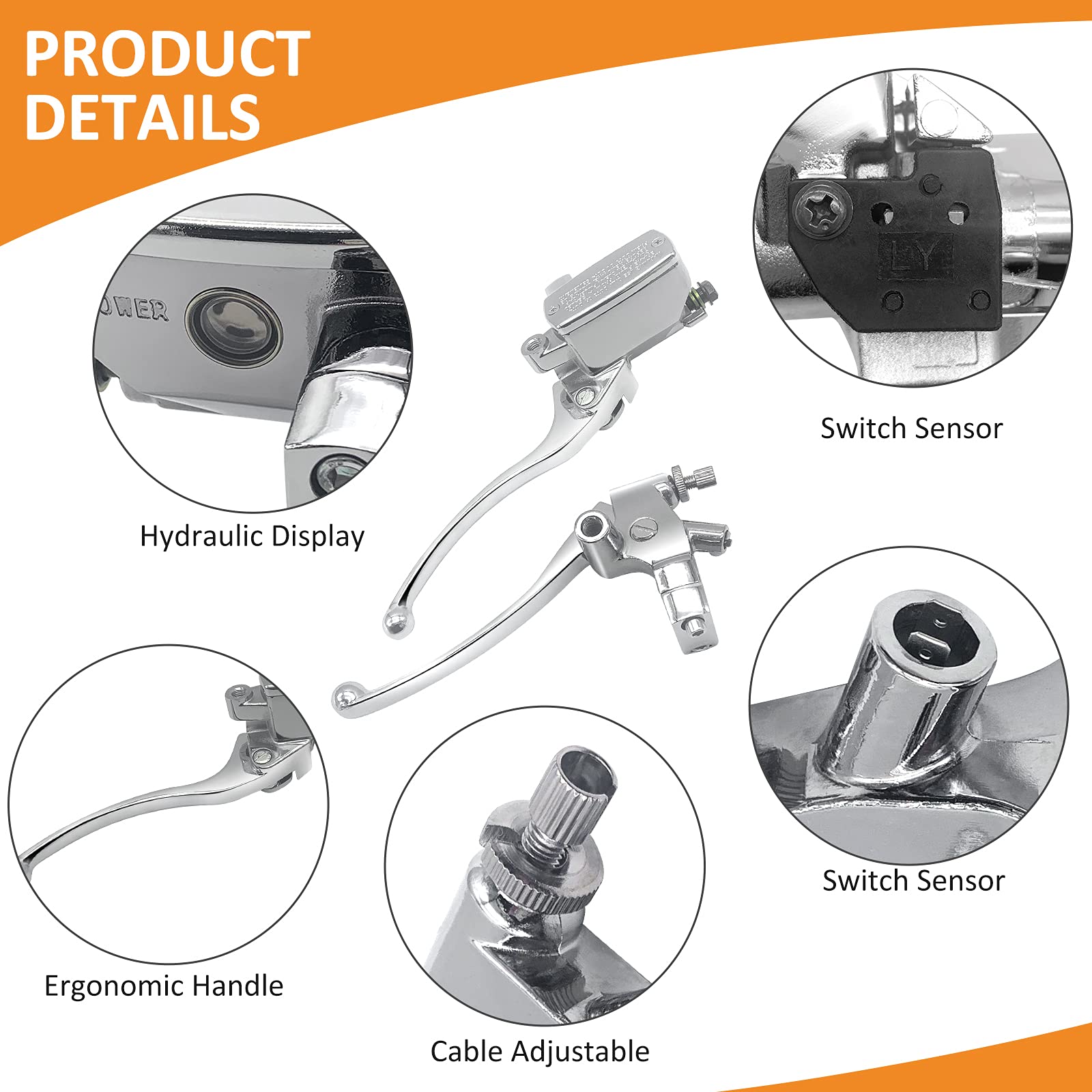 Javik Left & Right Brake Master Cylinder Clutch Lever For Honda Vt600 Vt750 Vt1100 Vt1300 Vtx1300 Vf750 (Chrome)