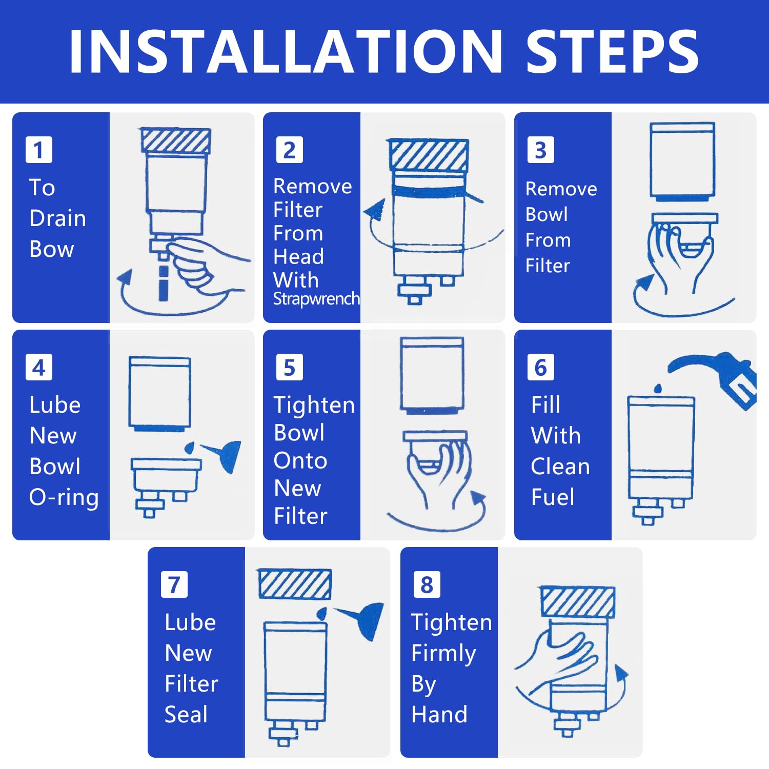 AUIVERED R12T Marine Fuel Water Separator Kit, 10 Micron Filter, Replace S3240 120AT, Fit 1/4 Inch NPT Outboard Motors for Gas &
