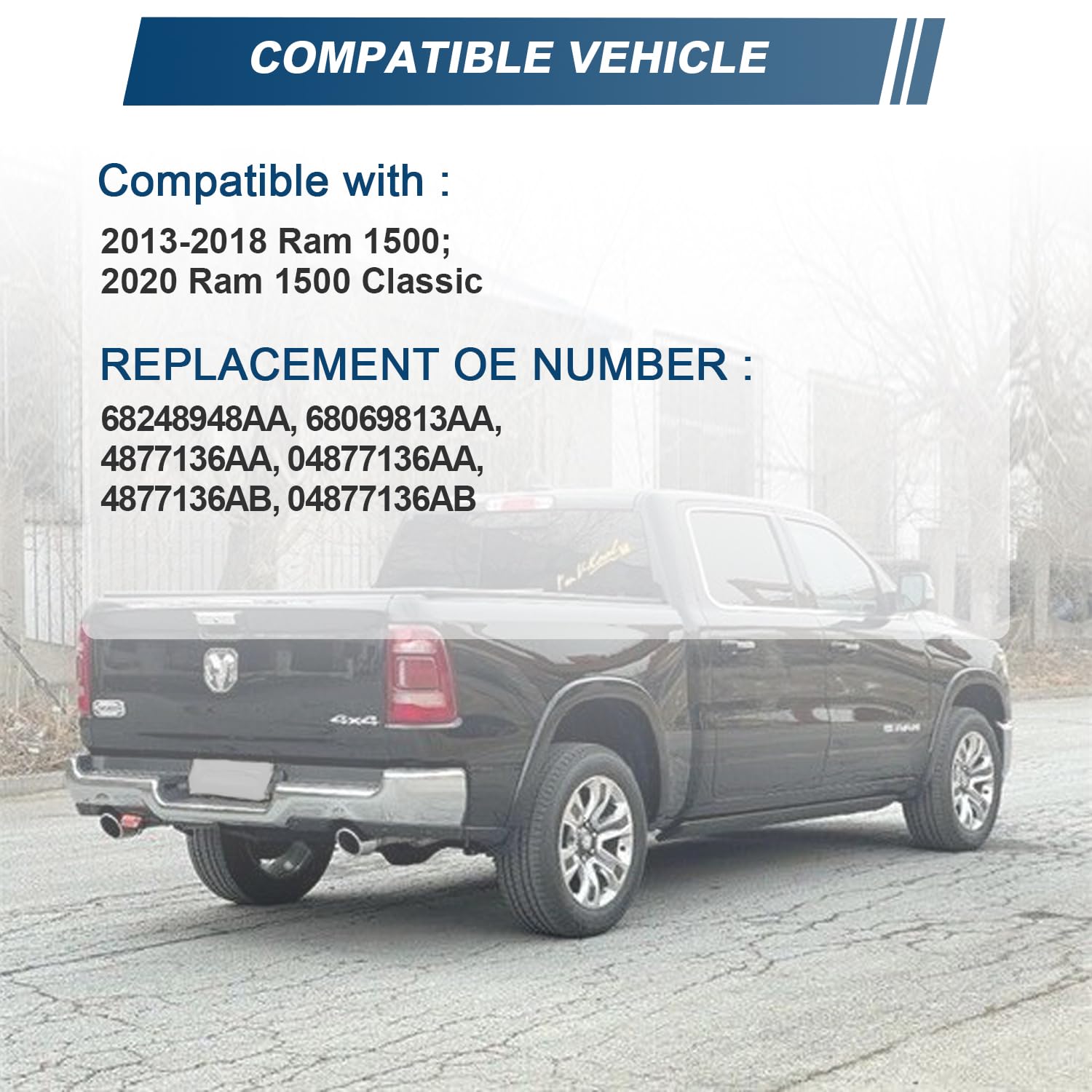 Rear Air Suspension Spring Bags for 2013-2018 Dodge Ram 1500 68248948AA, 68069813AA, 4877136AA, 4877136AB, Air Ride Spring Bags