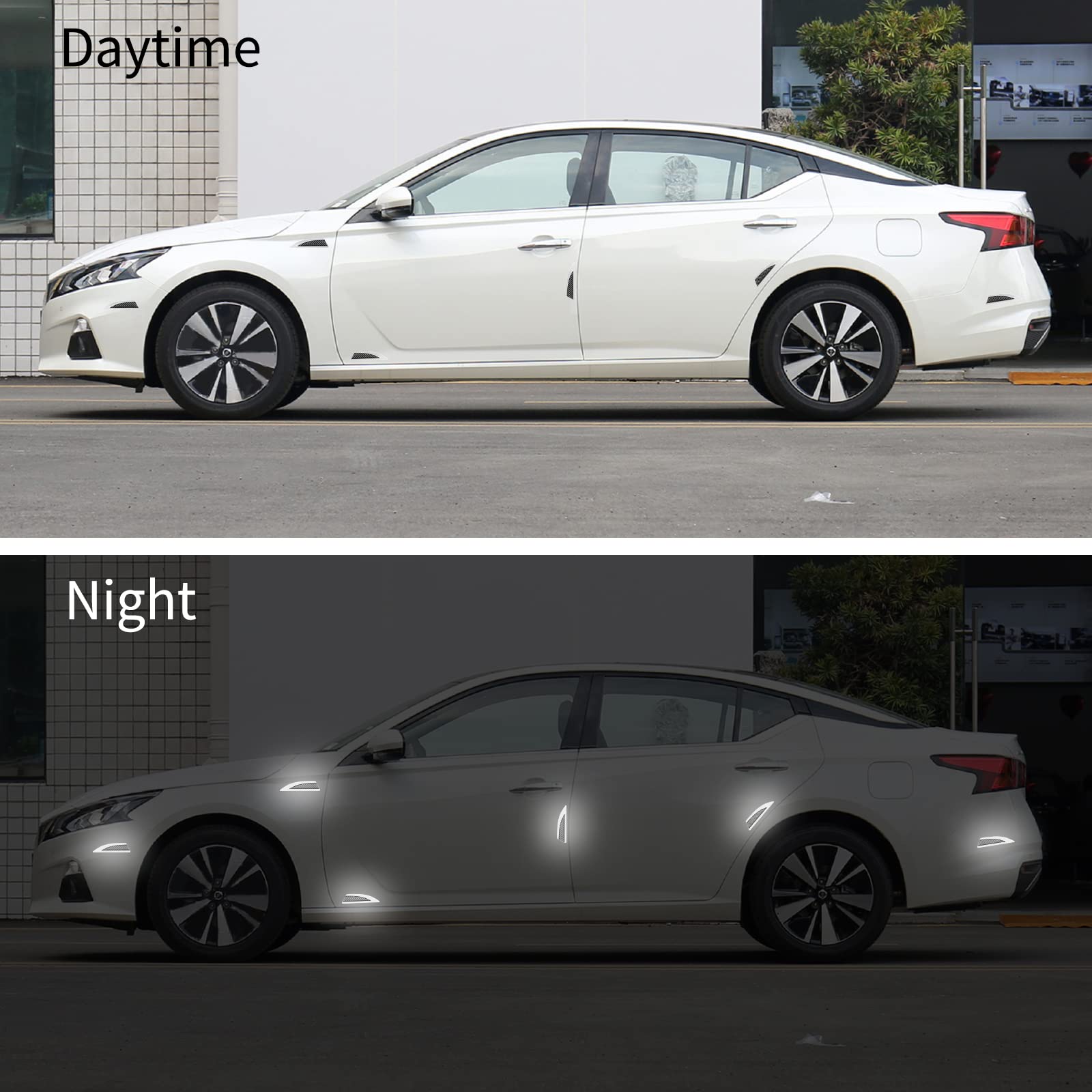 LANZMYAN Car Safety Reflective Trim Sticker Carbon Fiber Side Marker Safety Warning Anti-Collision Strip Protection Reflector Gu