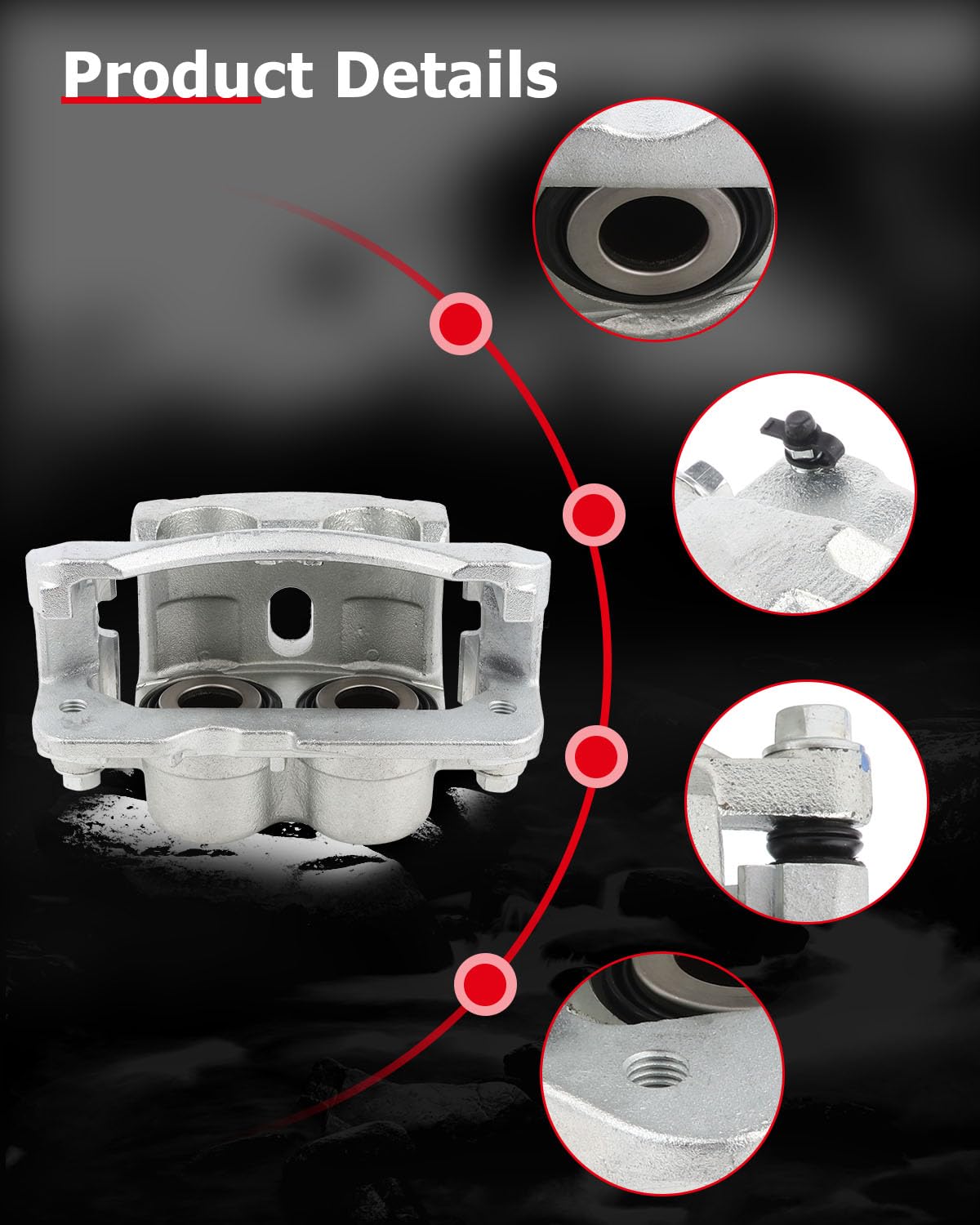 cciyu 18-B4729 Front Left Brake Caliper With Bracket For Cadillac,For Chevy,For GMC,For Hummer Front Driver Side