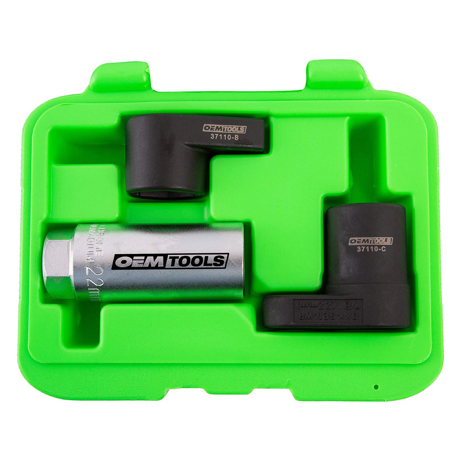 Oemtools 37110 Oxygen Sensor Socket Set, 3 Piece O2 Sensor Wrench Kit With Case, 22Mm O2 Sensor Socket Tools For 3/8 Drive And 1/2 Drive Sensor Remover And Installer, Oxygen Sensor Wrench