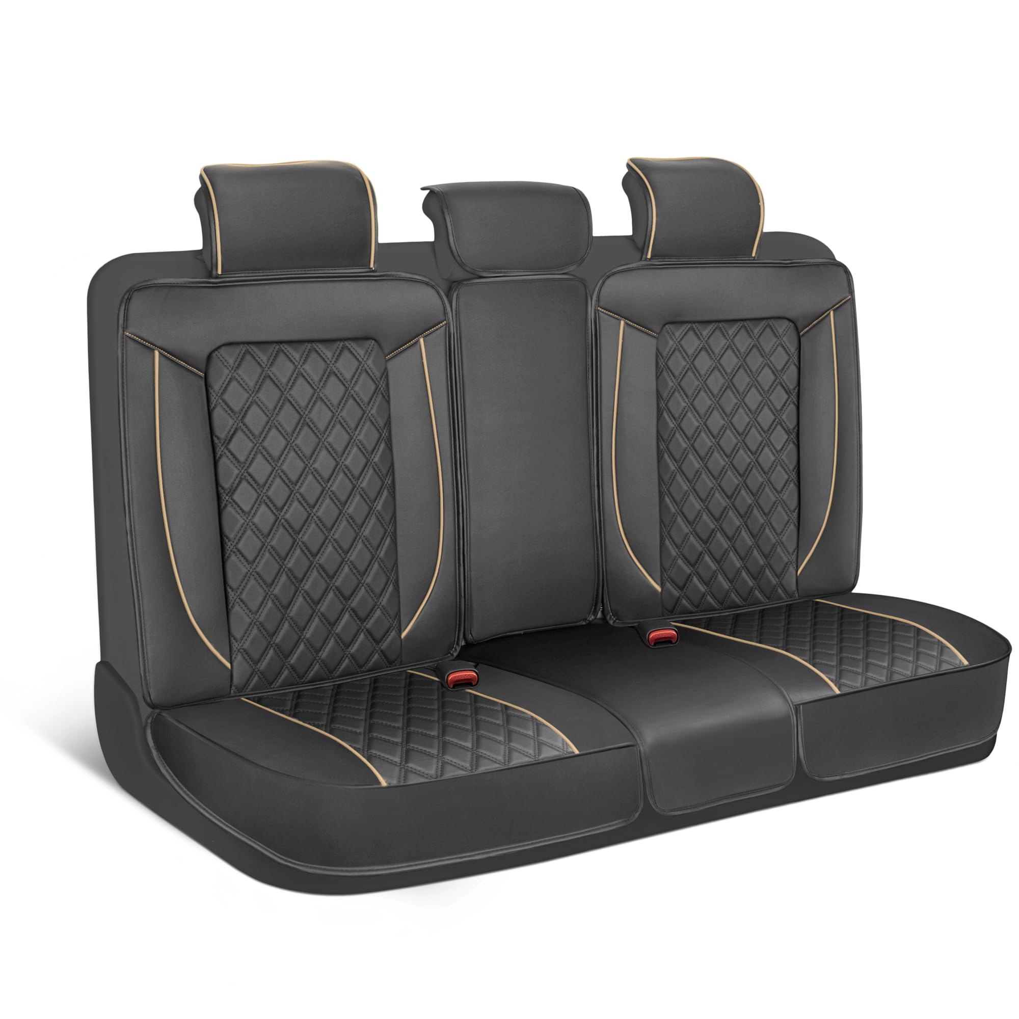 MotorBox Prestige Premium Seat Covers - Semi-Custom Fit Black/Beige Car Seat Covers for Rear Bench Automotive Interior Cover for