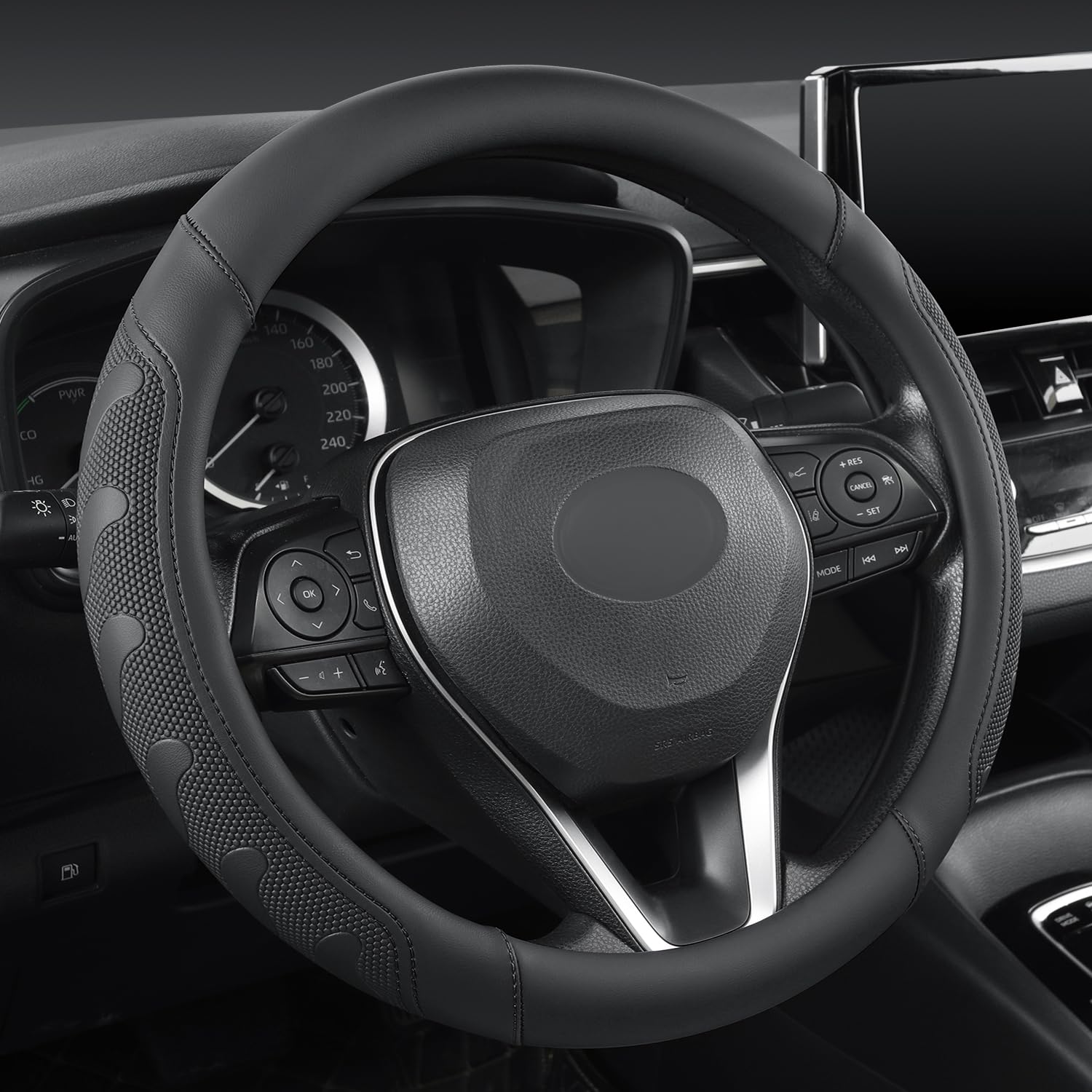 Giant Panda Car Steering Wheel Cover For Toyota Rav4,Camry,Highlander,Corolla,Prius,Tacoma,Standard Size - Black