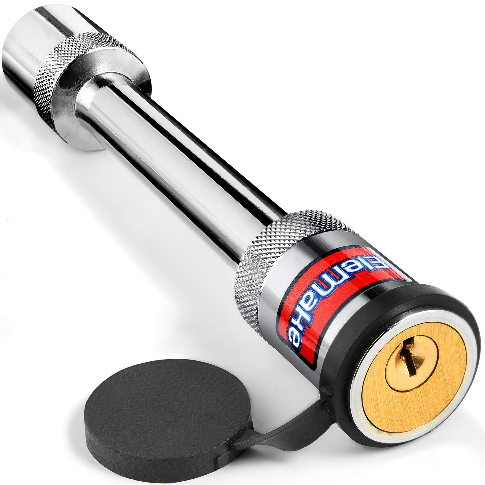 Elemake Trailer Hitch Lock - Hitch Pin Lock 5/8 Pin Tow Receiver Lock, Heavy Duty Brass Core Locking Mechanism, 3-1/2 Usable Len