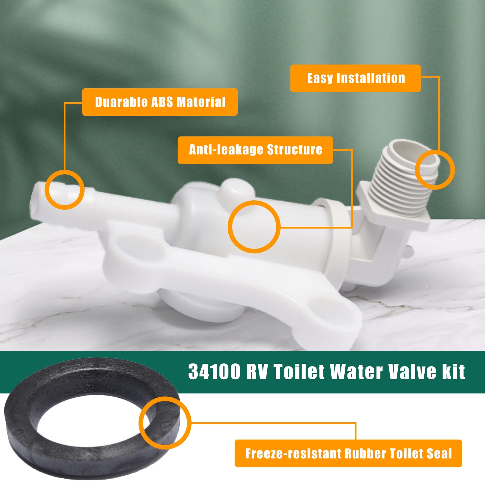34100 Toilet Water Assembly Valve Kit Compatible with Thetford Aqua-Magic RV Camper Toilets Style Lite and Style Plus Parts