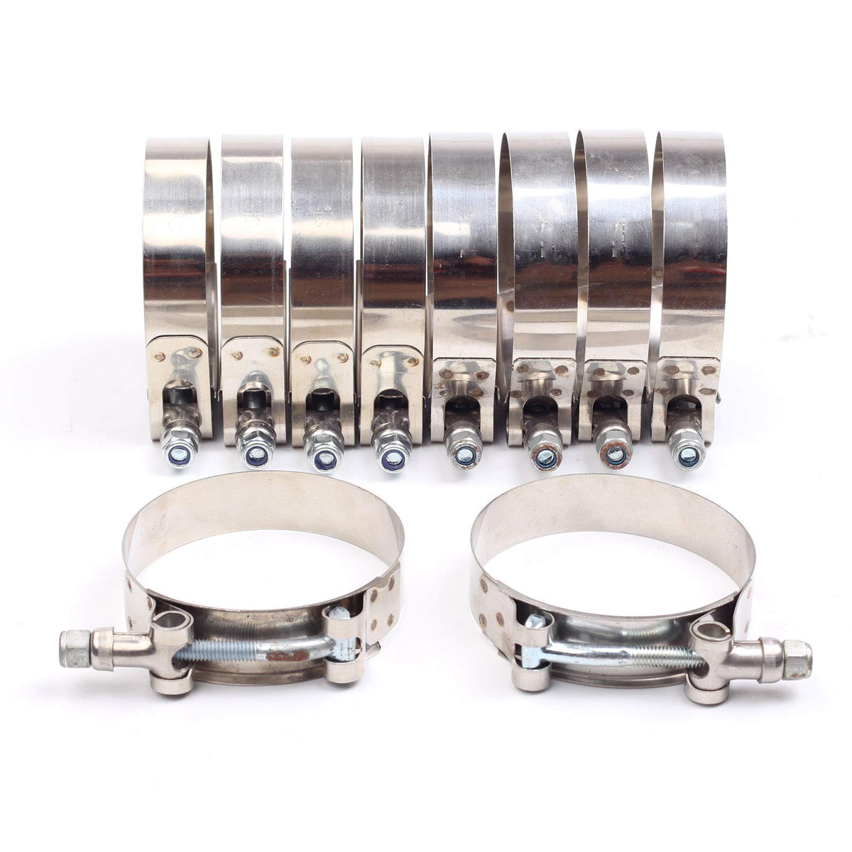 10PCS 133mm - 141mm Stainless Steel T-Bolt Clamps Turbo Intake Intercooler Clamp for 5'' Hose