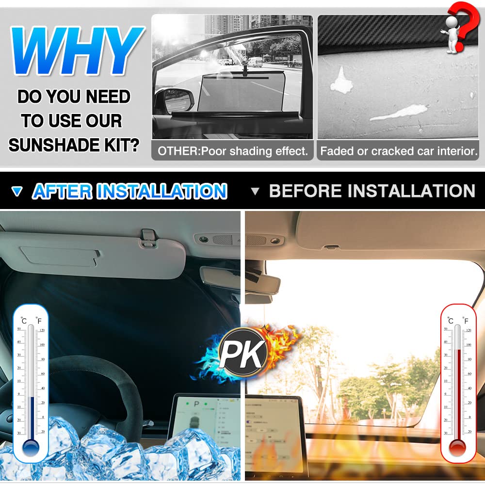 T TGBROS Window Shades for Ford Escape 2020-2025 Windshield Side Rear Window Full Set Car Window Shades Privacy Foldable Black O