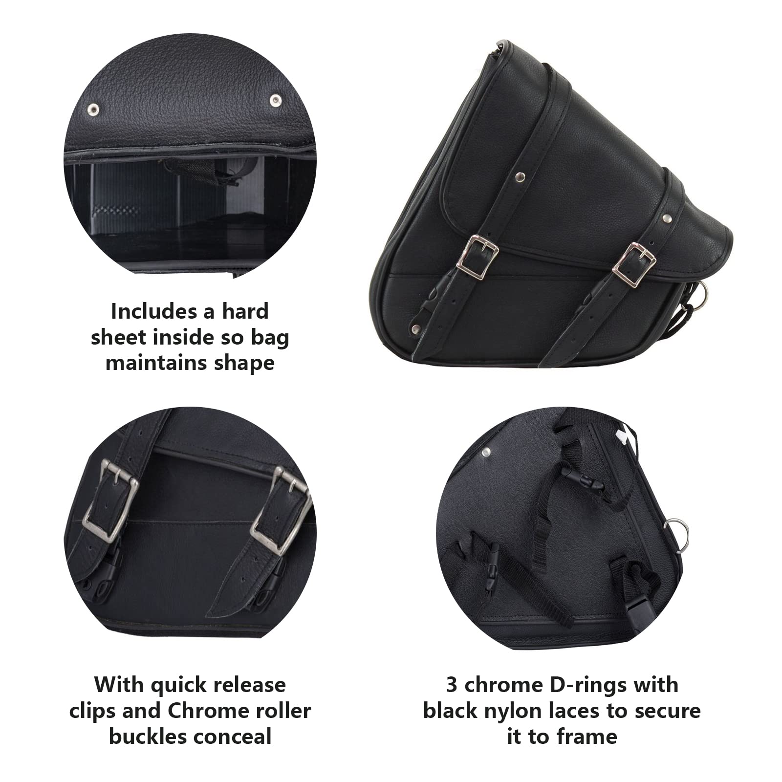 GARGOYLE BELLS Motorcycle Saddle Bags Leather Solo Swing Arm Bag For Softails and Choppers Motorcycle Luggage Bags Left Side Bag