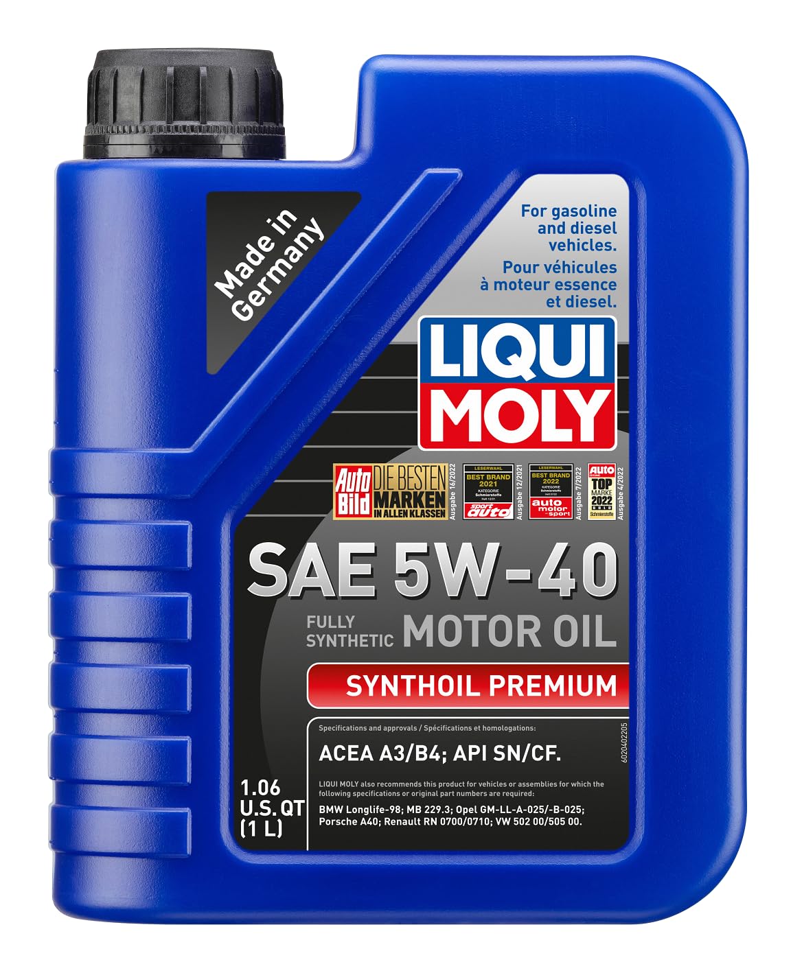 Liqui Moly Synthoil Premium Sae 5W-40 | 1 L | Fully Synthetic Engine Oil | Sku: 2040