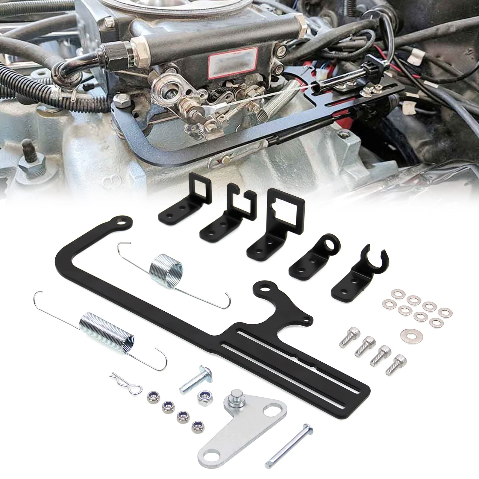 RYANSTAR RACING 304147 Carburetor Throttle Cable Mount EZ-EFI Cable Mount Kit Compatible TH350 C10 700R4, Automatic Transmission