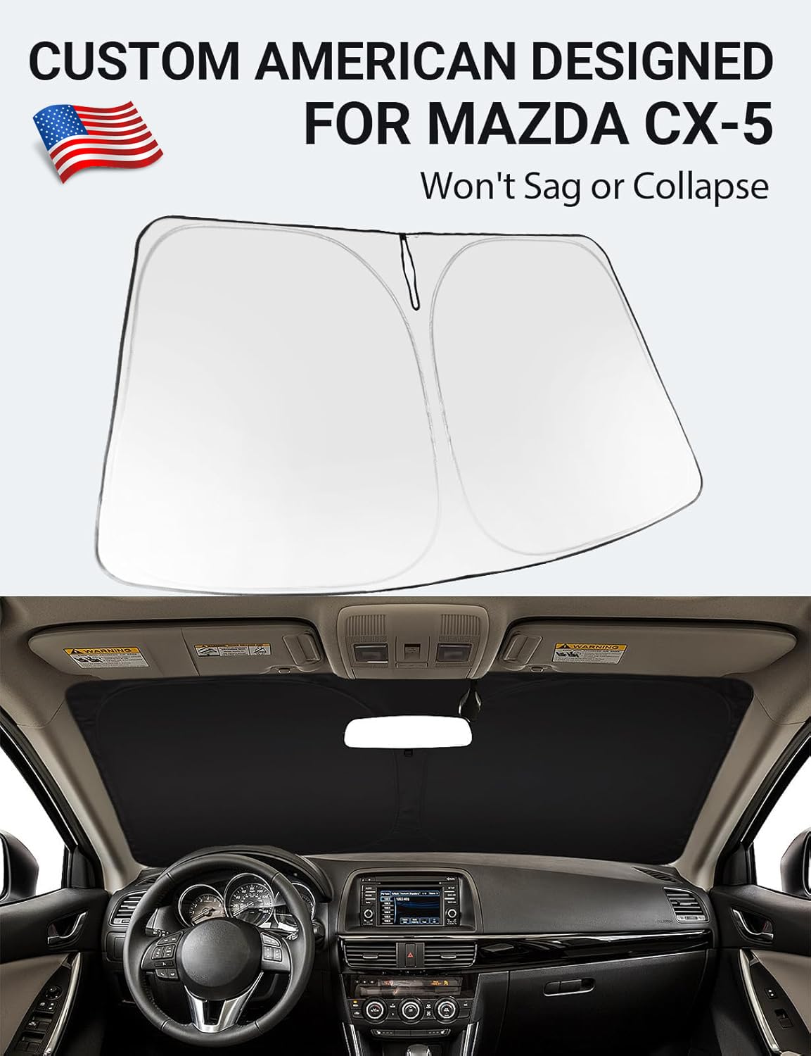 Proadsy 2025 Upgrade Windshield Sun Shade Custom Fit Mazda Cx-5 2013 2014 2015 2016 Cx5 Front Sunshade Protector Foldable Sun Vi