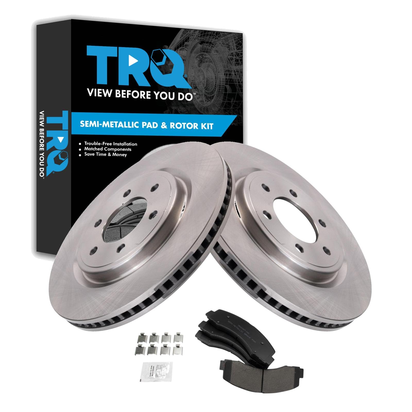 Trq Front Brake Pad & Rotor Kit Brake Pads Brake Rotor Semi-Metallic Compatible With 2022 Lincoln Navigator