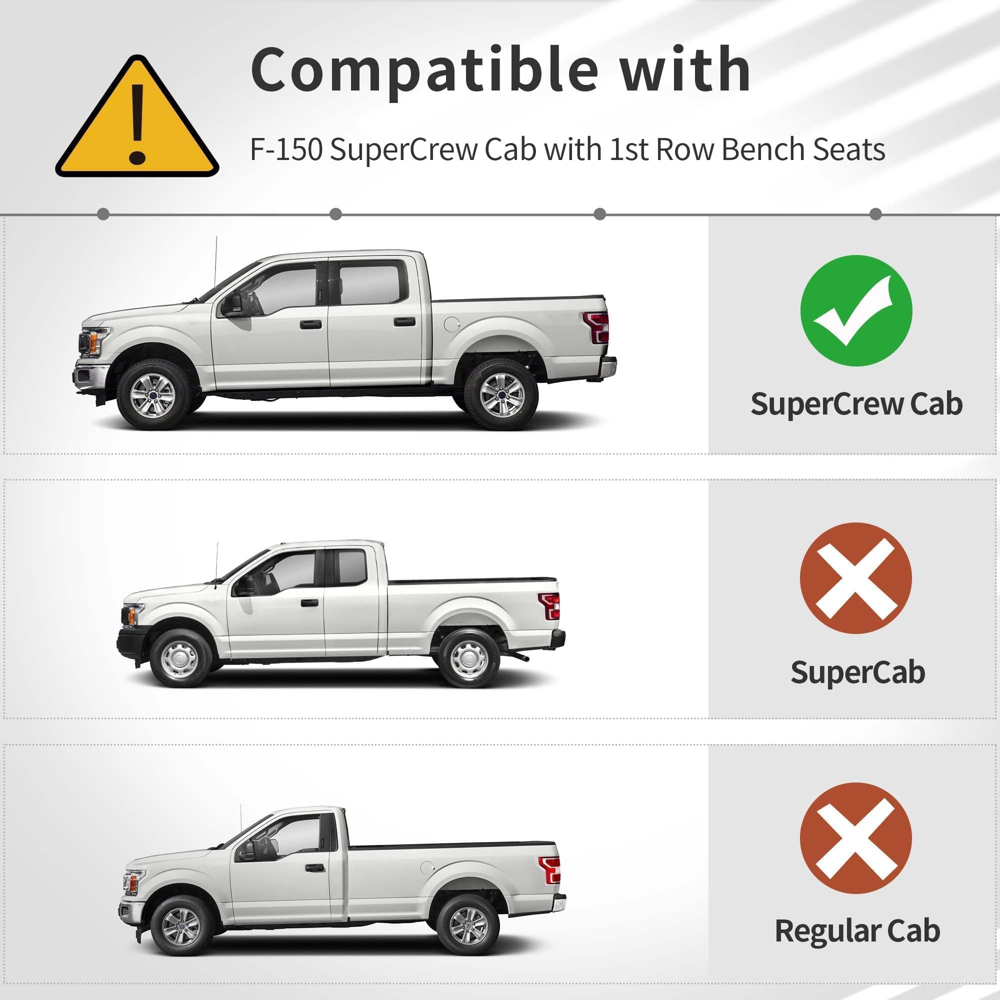 Oedro Floor Mats Fit For Ford F-150 Supercrew Cab 2025-2015 With 1St Row Bench Seats, Tpe All-Weather F-150 Floor Liners Include