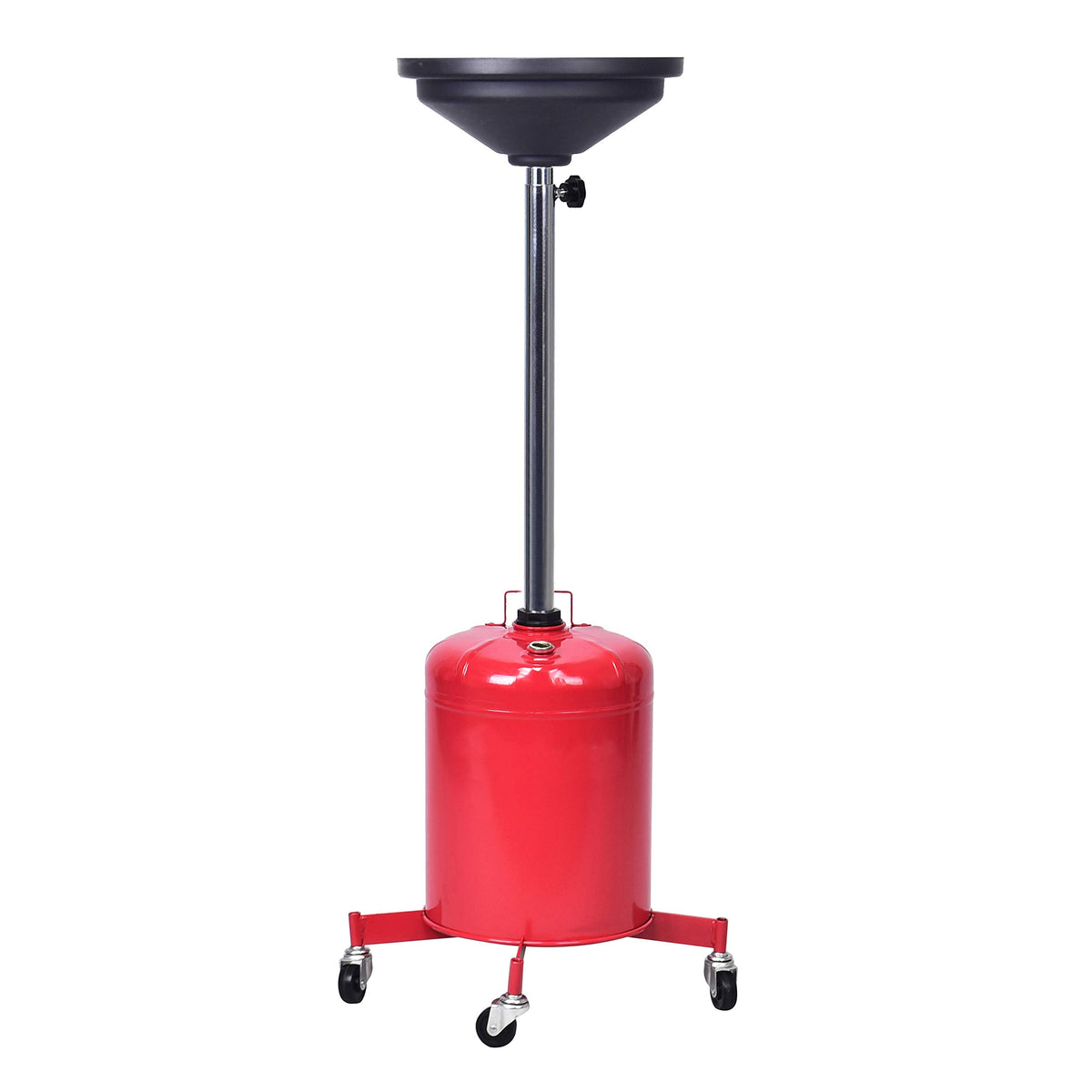 Aain 5 Gallon Oil Drian Portable Steel Oil Drain, Waste Oil Drain with Wheel, Adjustable Height, Red (AODT-5)