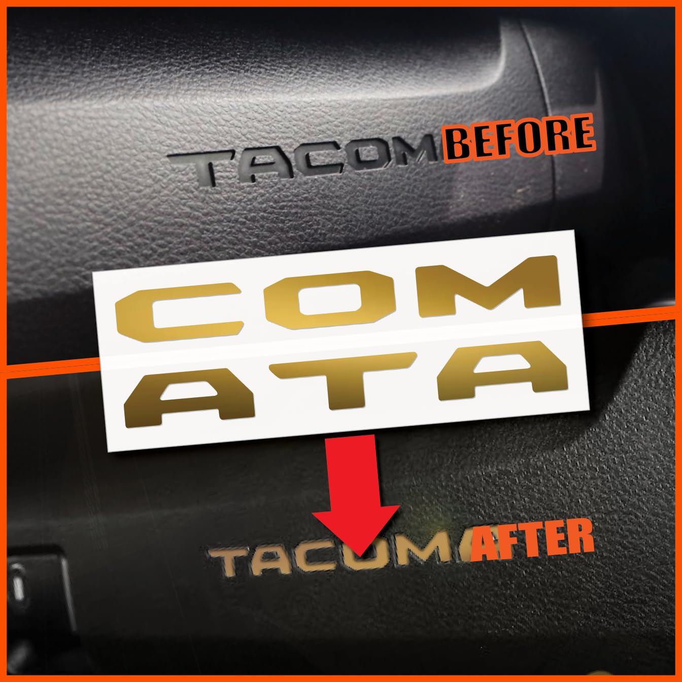 (2 Sets) Prime Series UV Weatherproof Vinyl Decals for Glove Box Dashboard Letter Inserts Compatible 2016-2023 Toyota Tacoma (Me