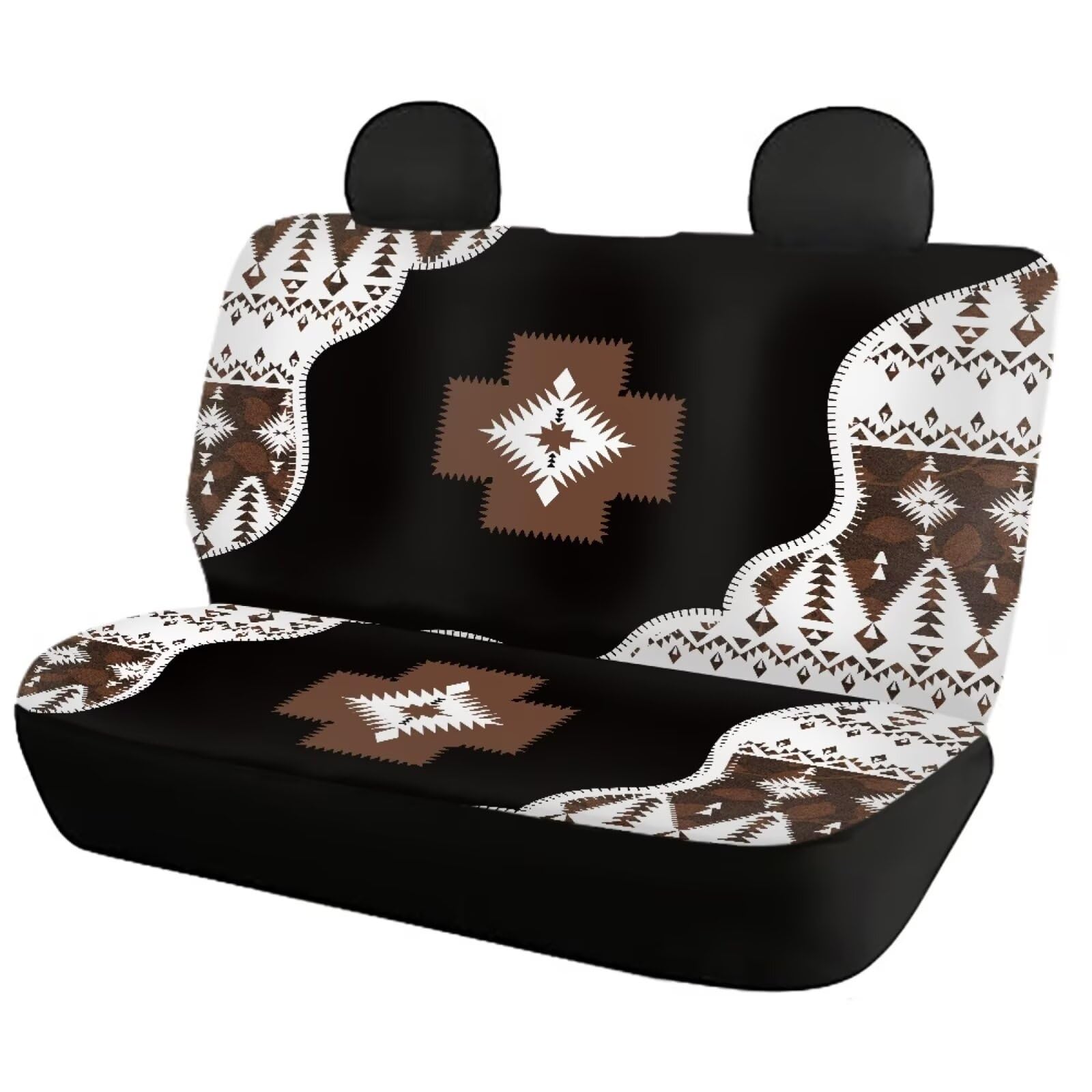 TSVAGA 4Pcs Car Seat Cover Full Set for Most Cars SUVs, Boho Car Accessories Leather Seat Protector Anti Scratch, Universal Auto