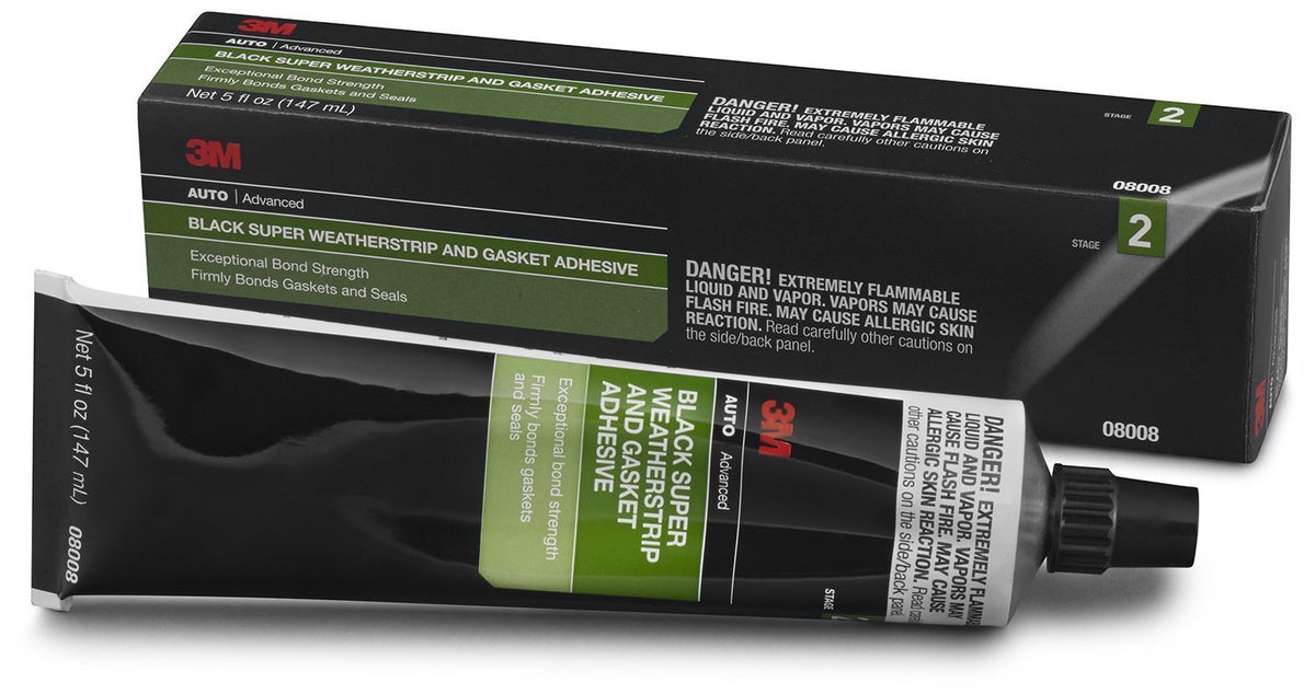 3M 08008 Black Super Hrwwc Weatherstrip Adhesive Tube, 5 Ounce (3 Pack)